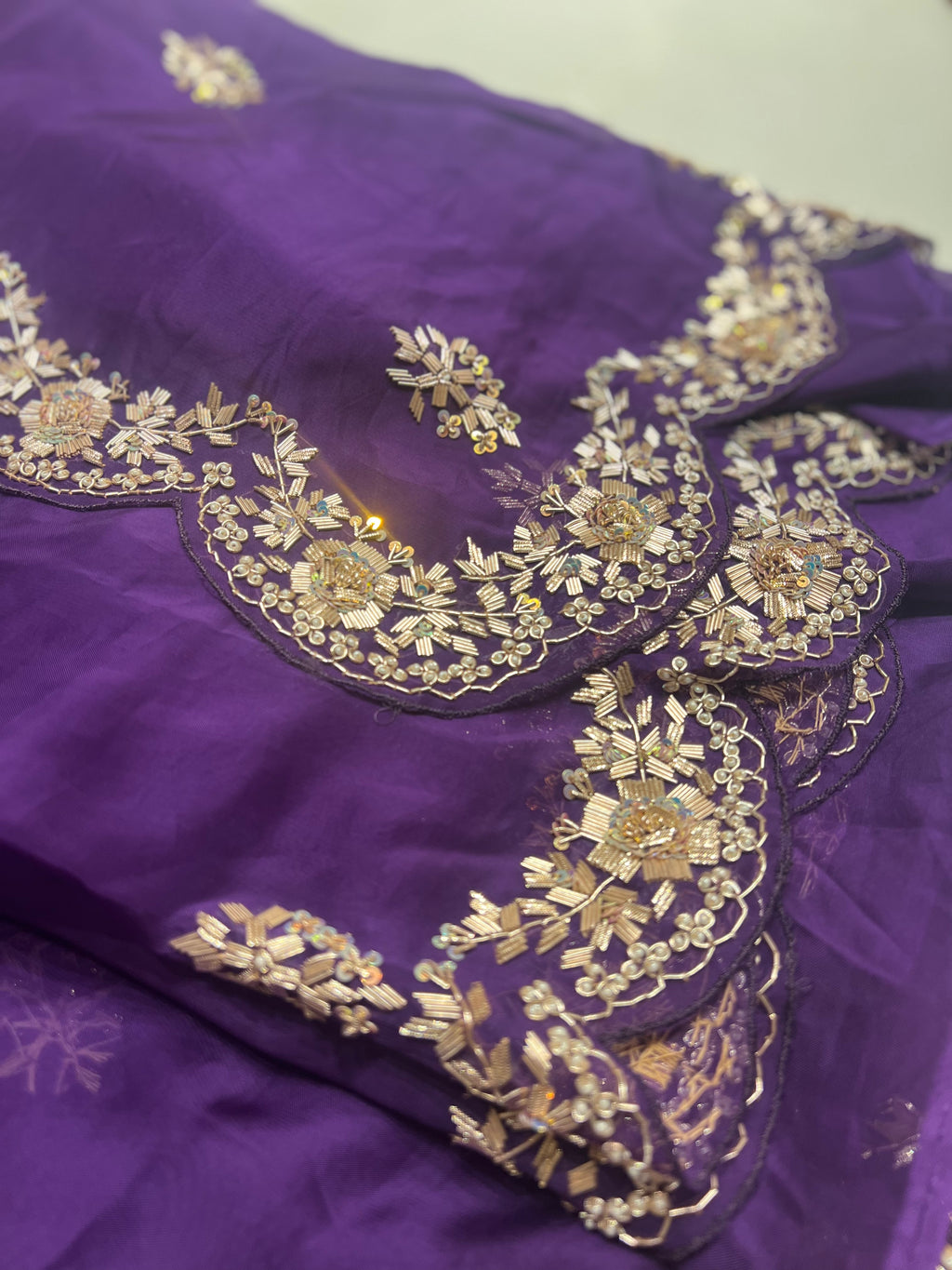 Organza Purple saree