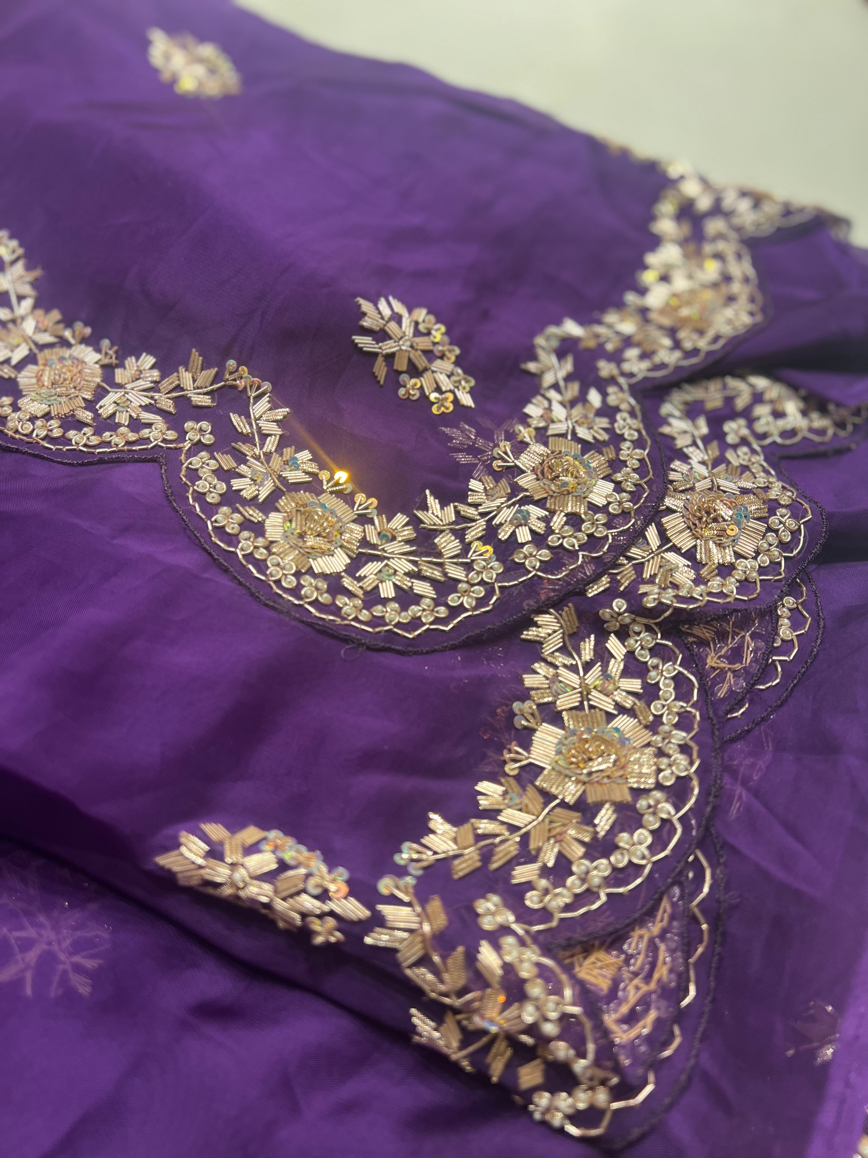 Organza Purple saree