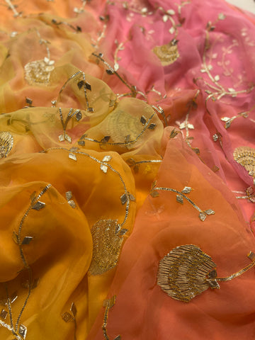 Samundari shades of sunset chiffon saree