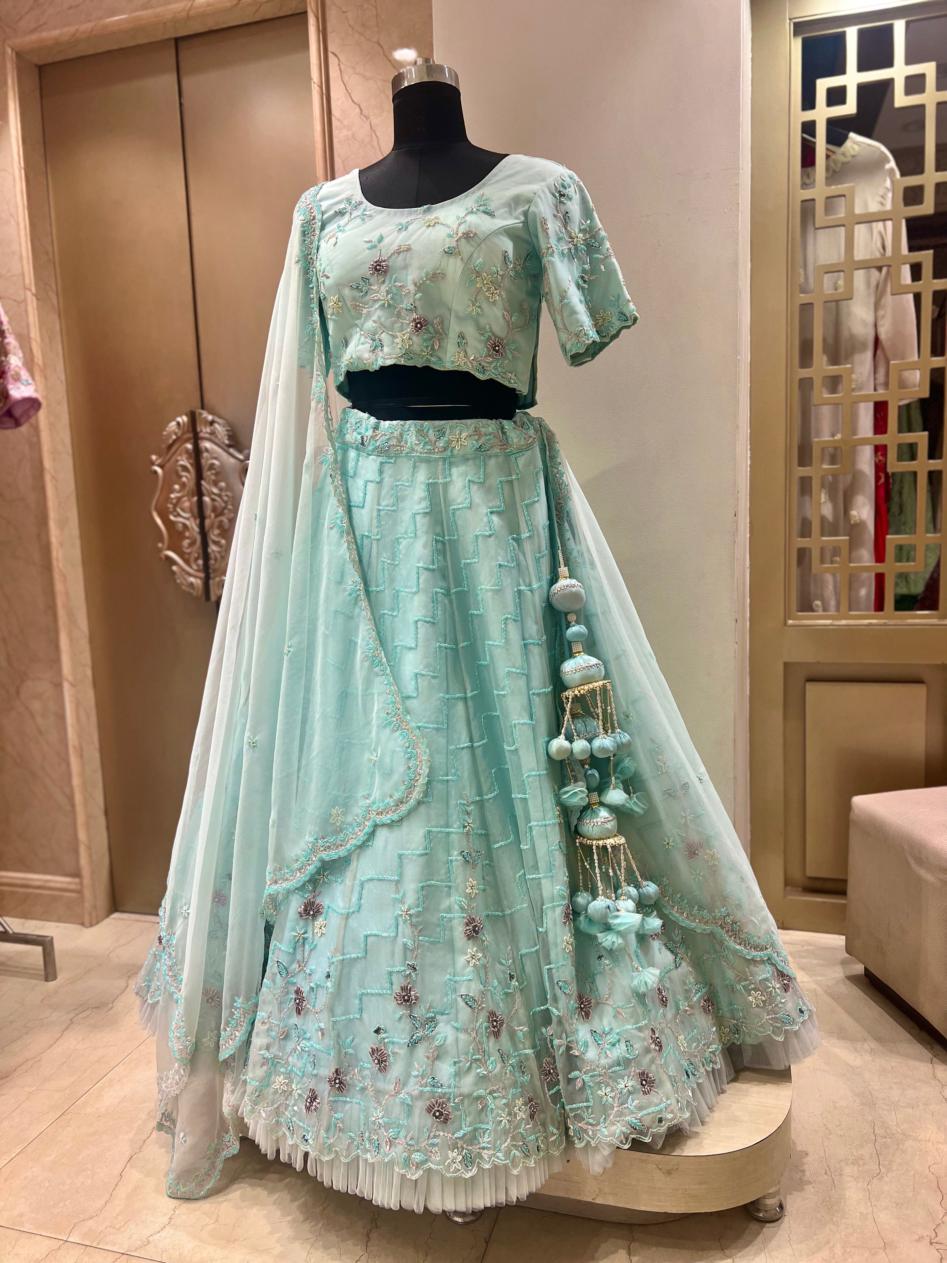 Glitz and Glam Handwork Organza lehenga