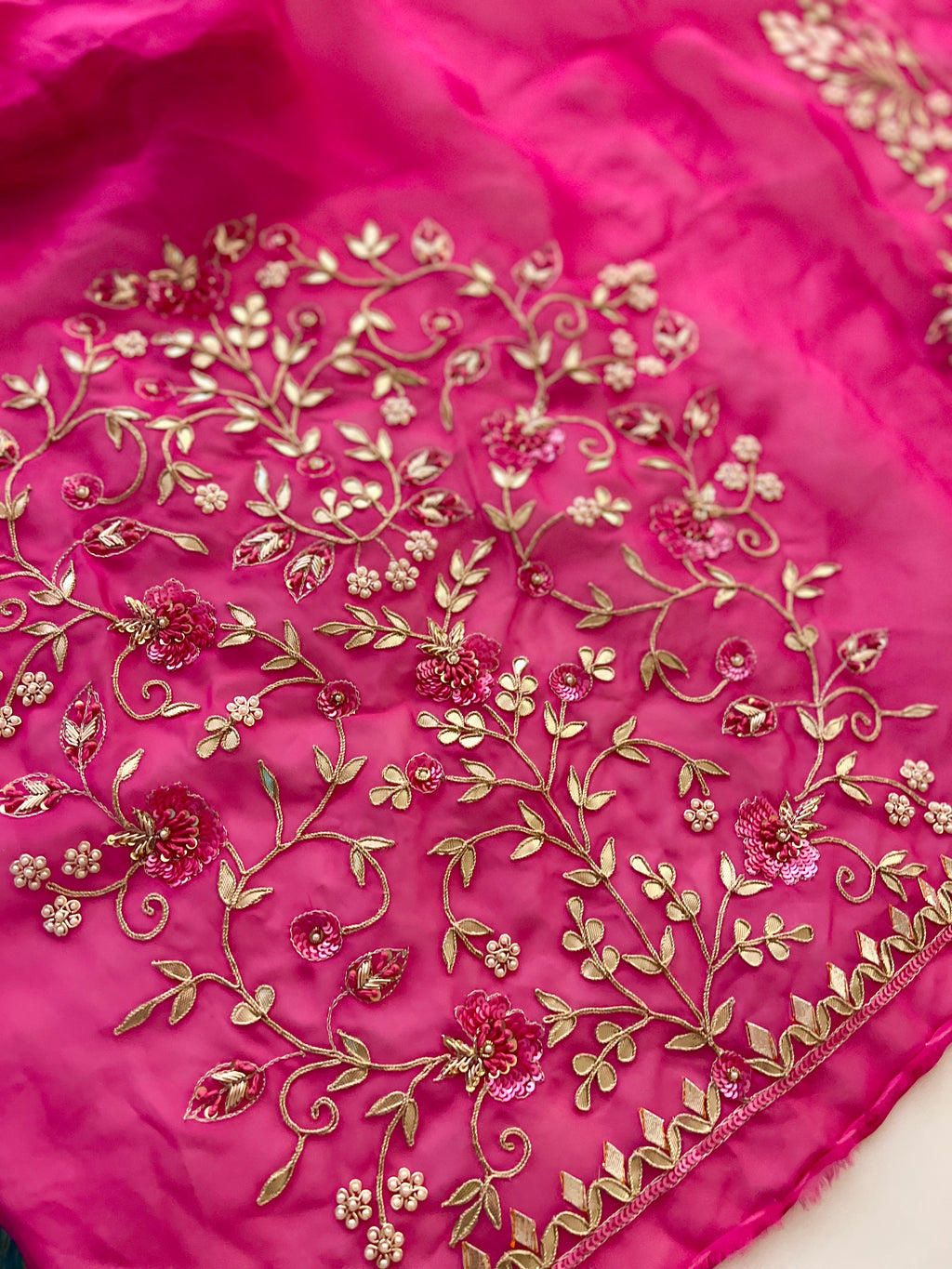 Hot Pink Katcha Gota Rani Sa Lehenga set