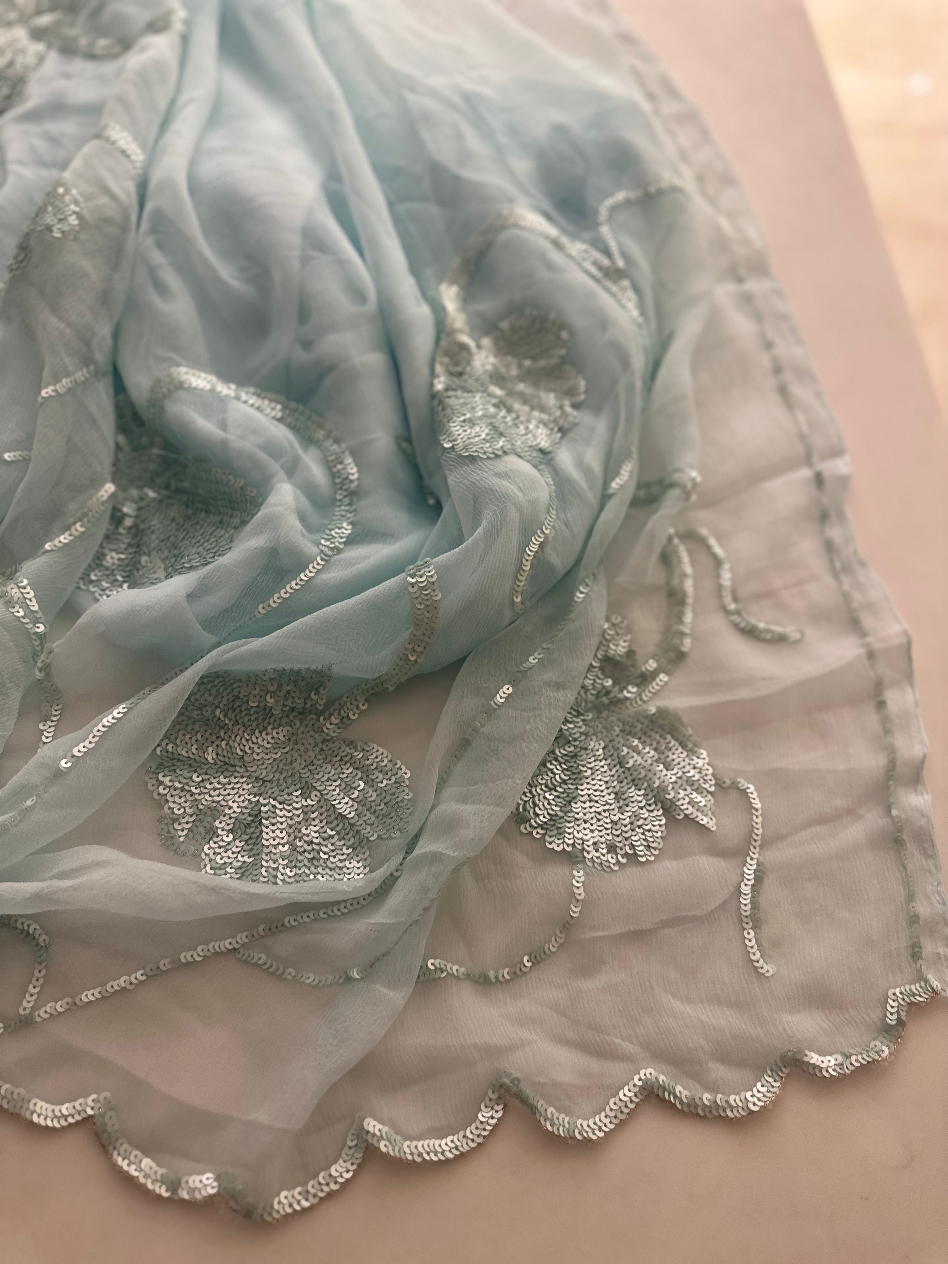 Glam Queen aqua saree