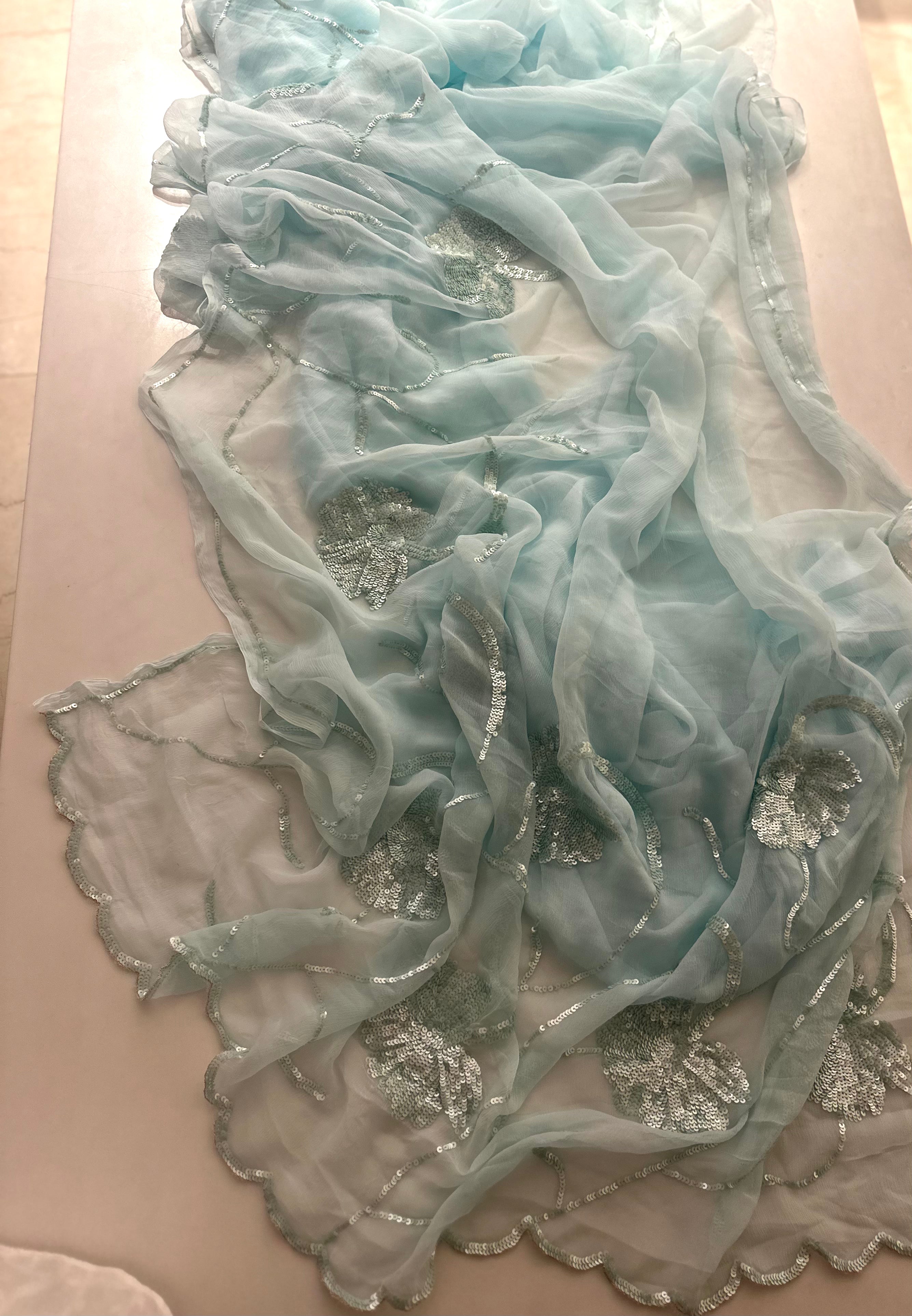 Glam Queen aqua saree