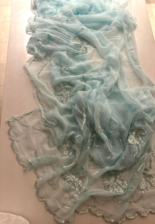 Glam Queen aqua saree