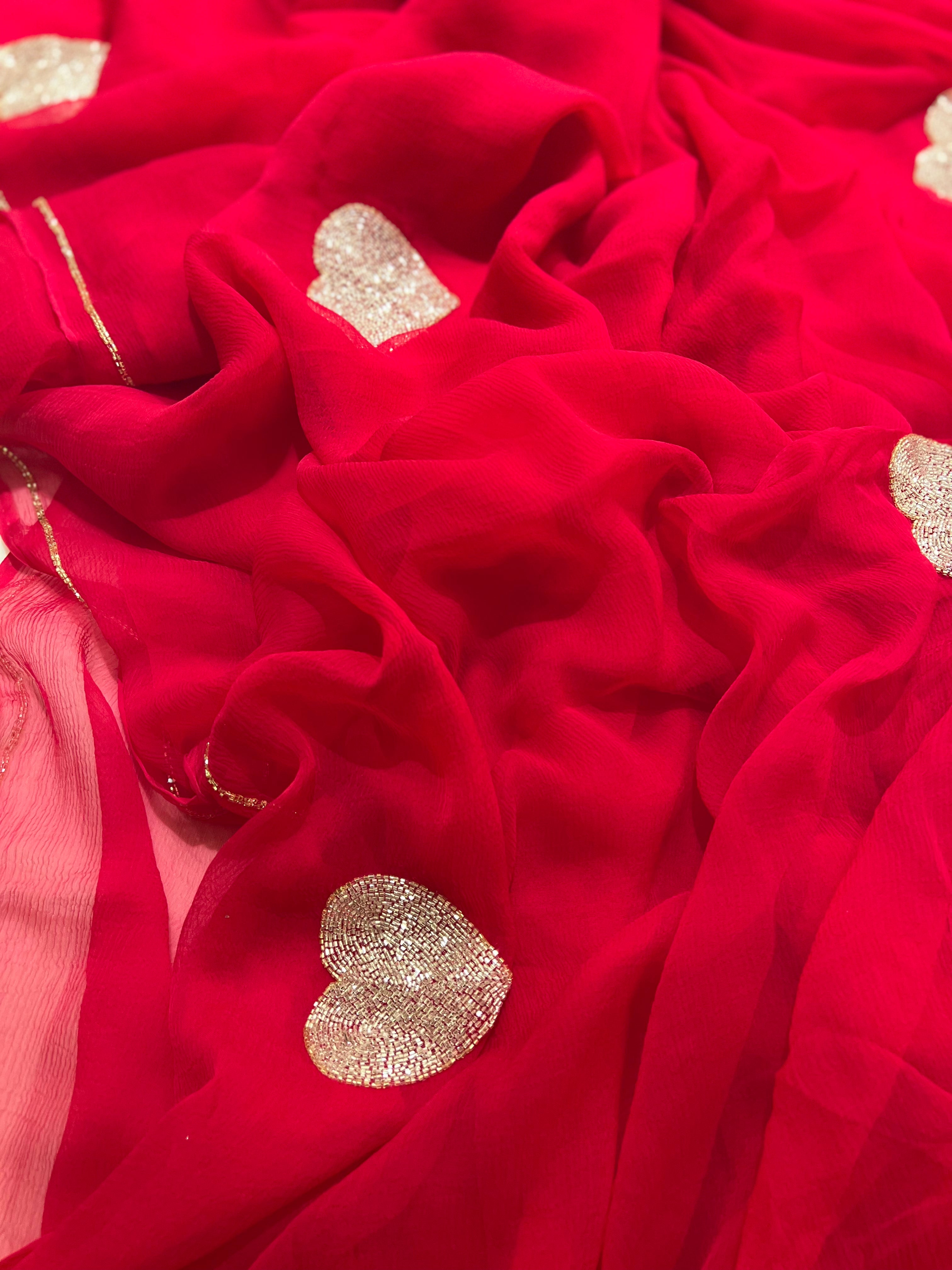 Valentine special chiffon saree