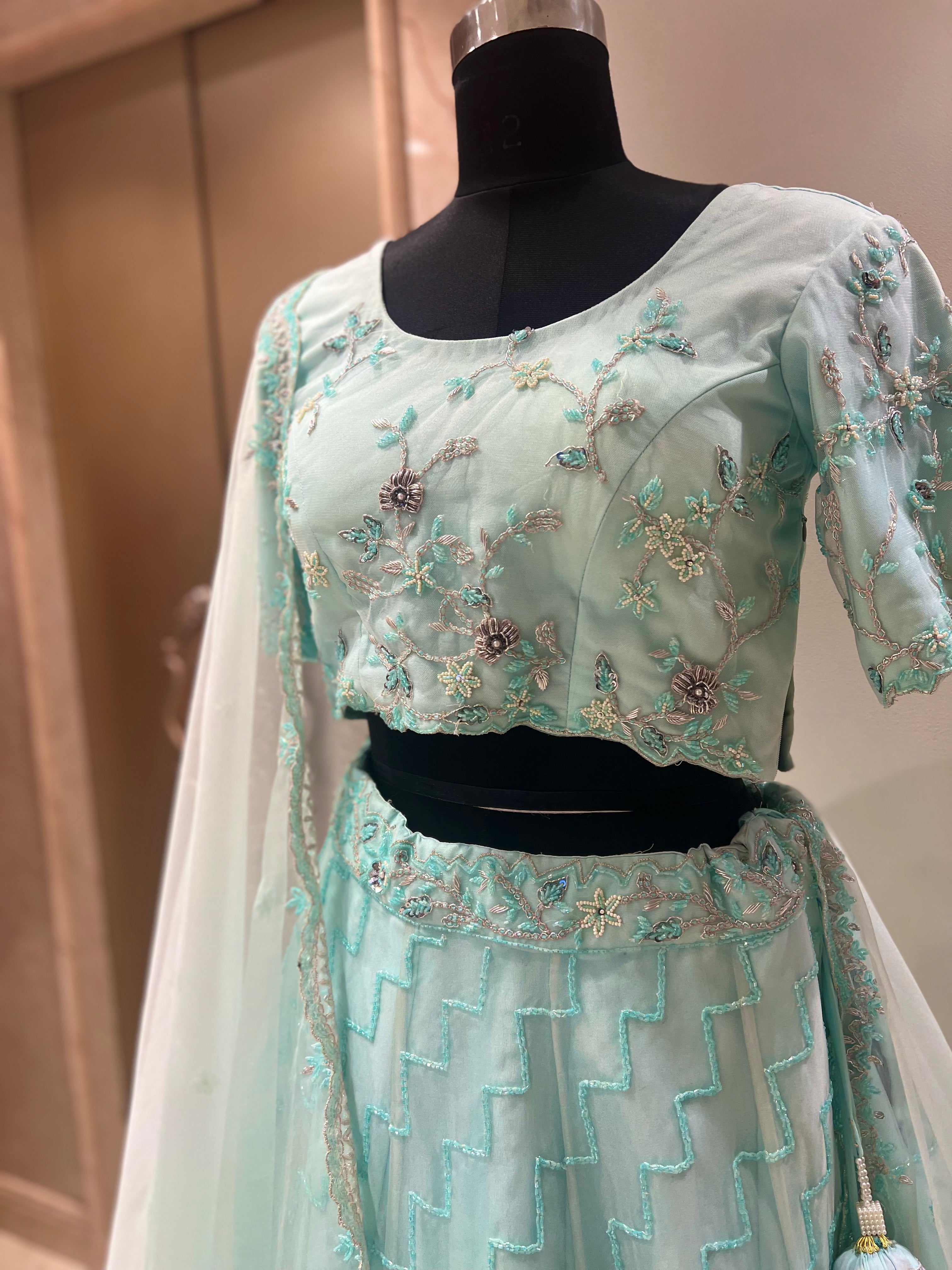 Glitz and Glam Handwork Organza lehenga