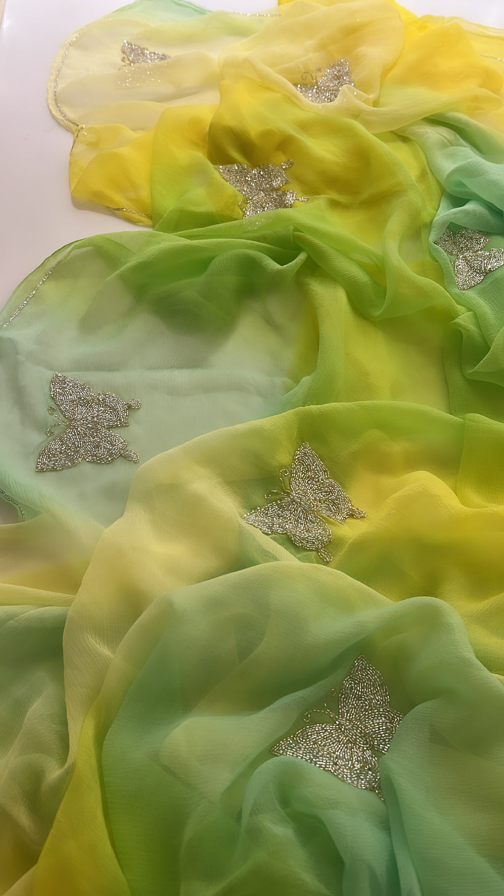 Fresh summer hue Chiffon saree