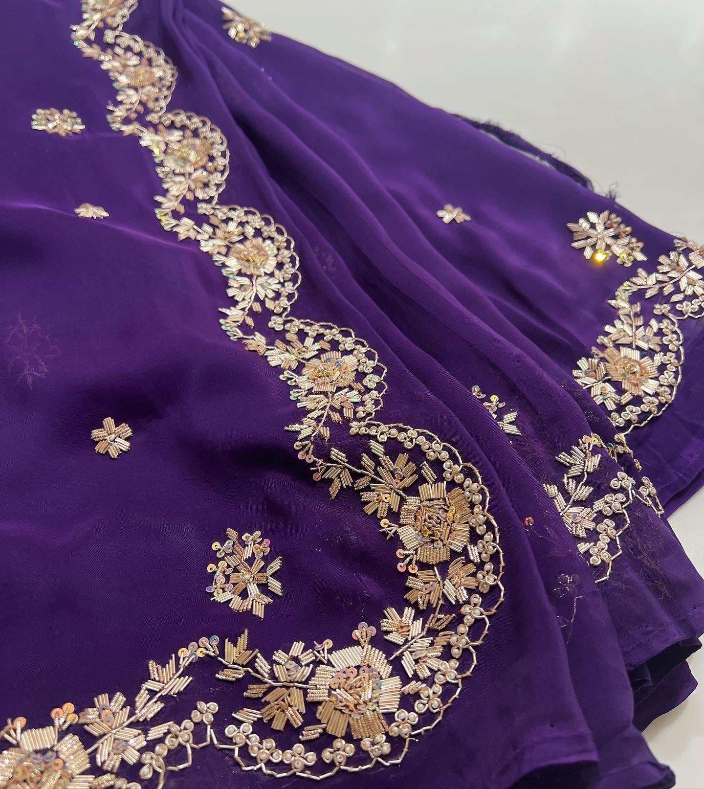 Ravishing Plum zardozi exclusive saree
