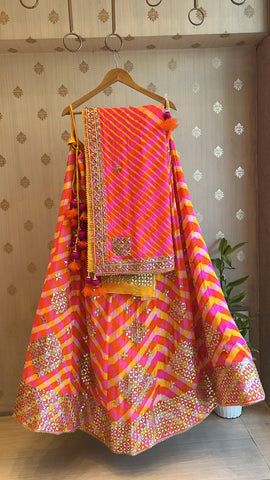 Hot Pink Katcha Gota Rani Sa Lehenga set