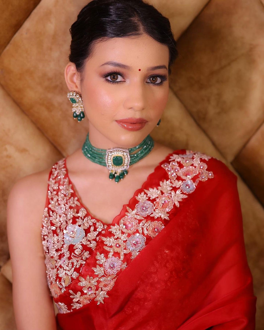Multicolour Sequins and gold Zari