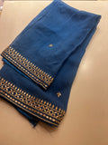 Peacock blue Gotapatti Organza saree