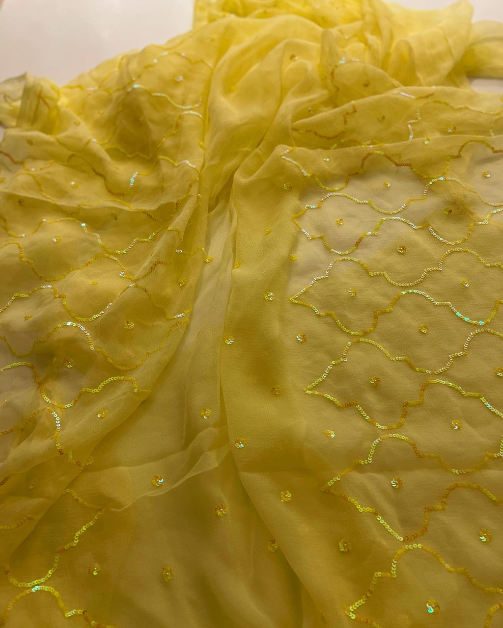 Sunshine yellow chiffon saree