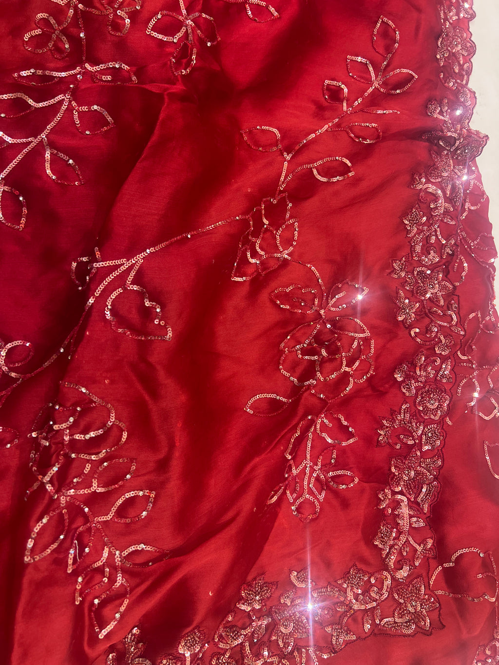 Hot Red cocktail saree
