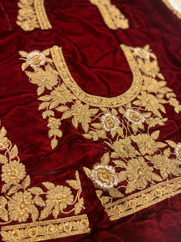 Velvet Mughal handwork lehenga set