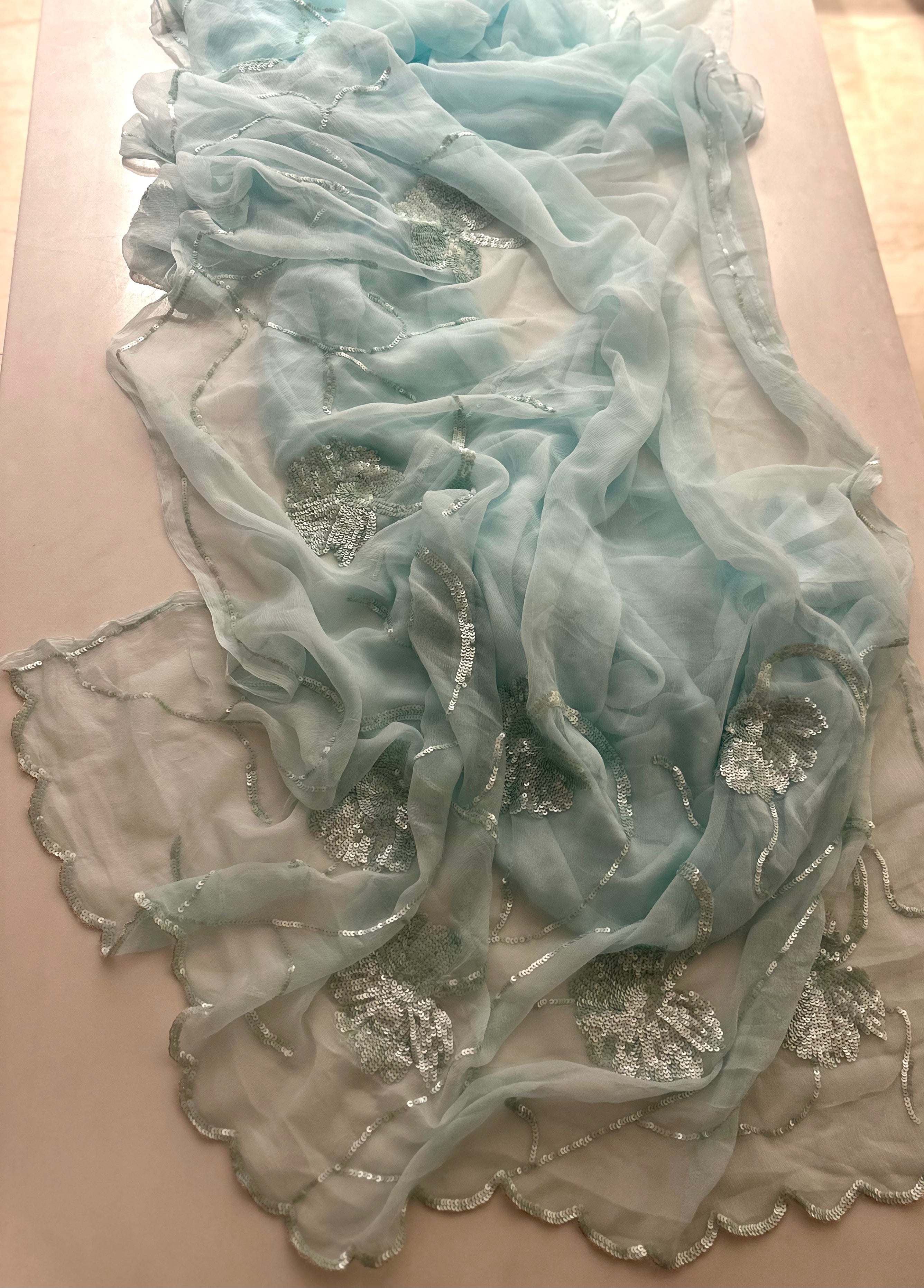 Glam Queen aqua saree