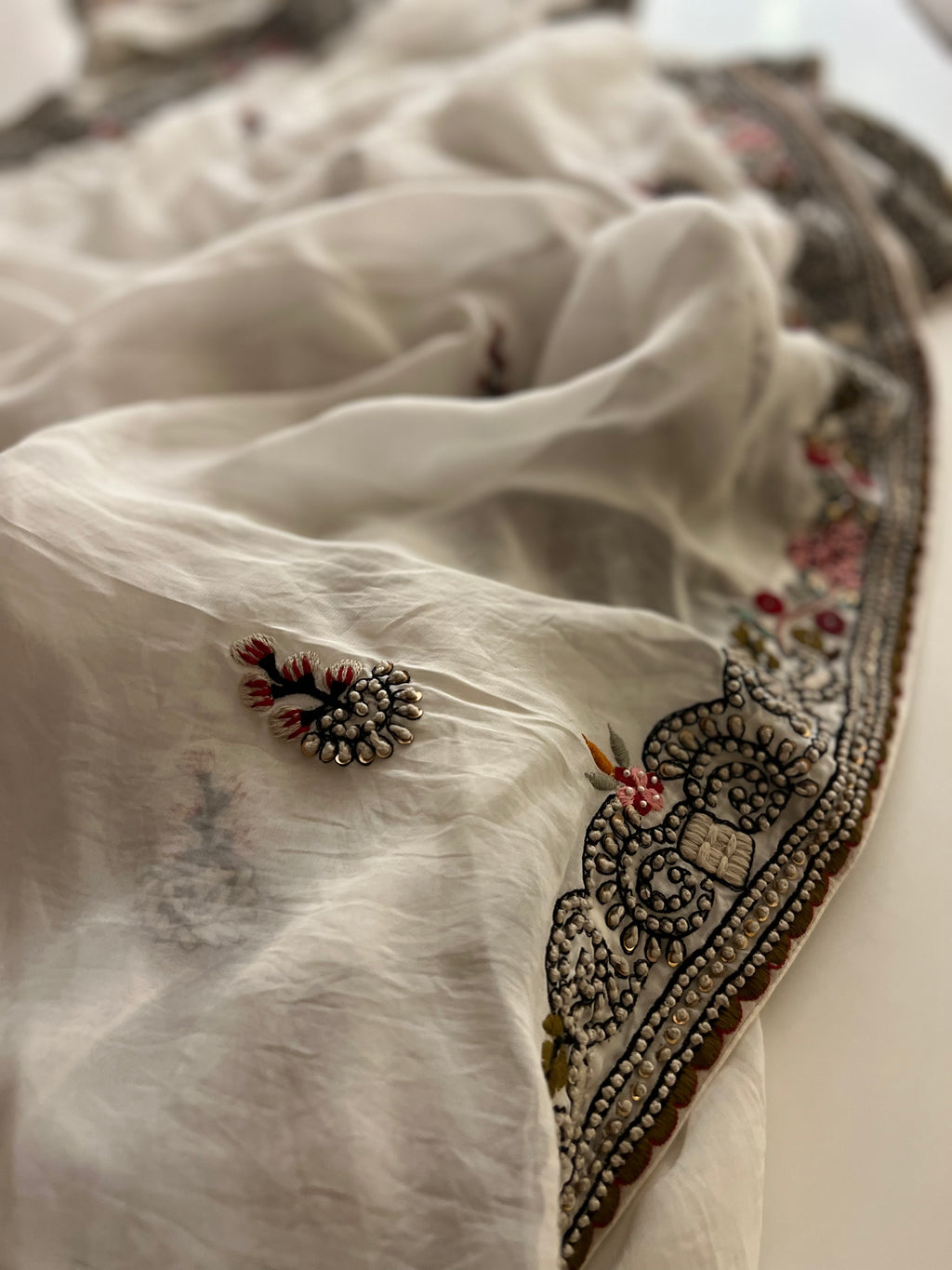 Ivory organza lehenga set