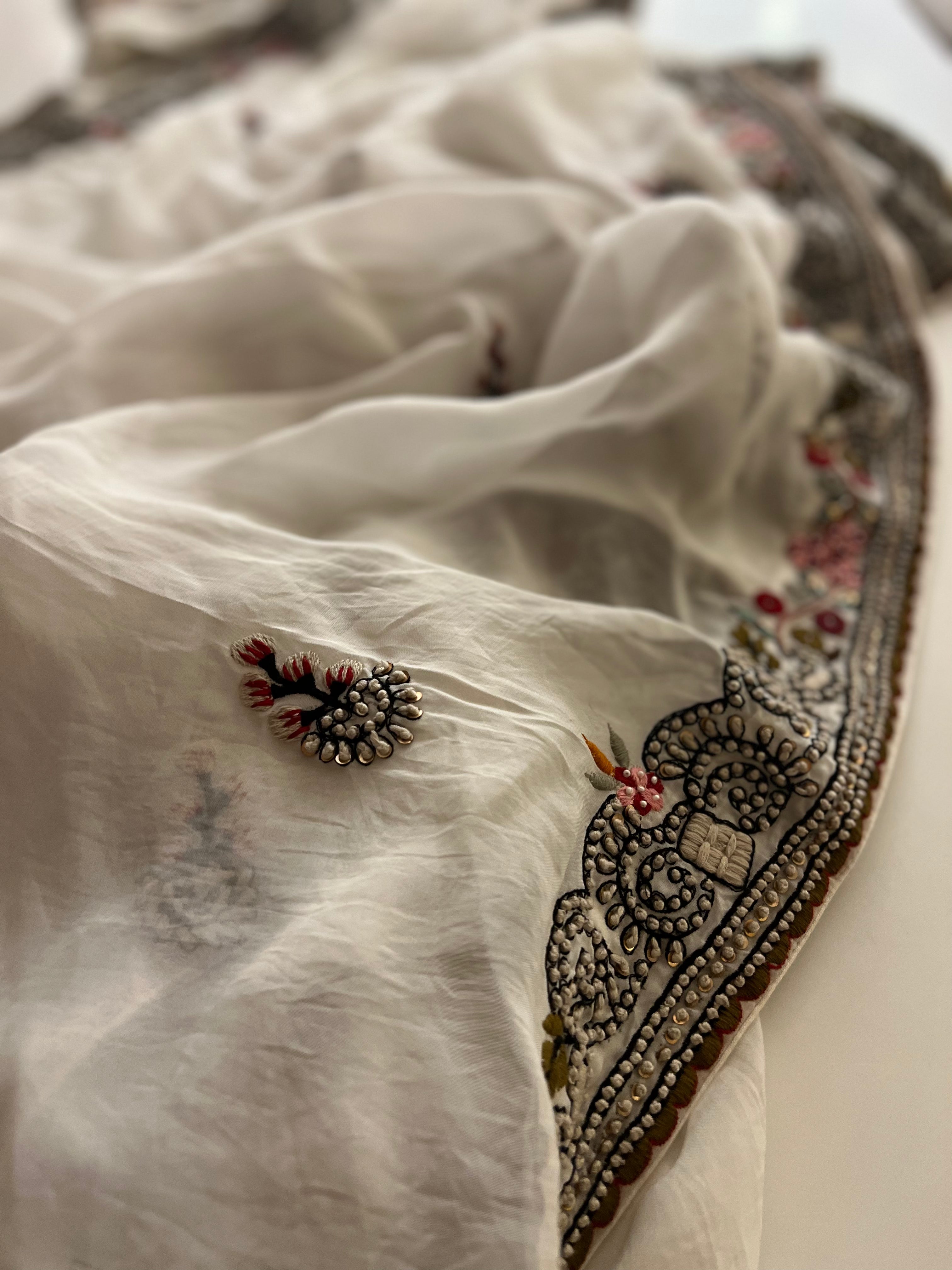 Ivory organza lehenga set