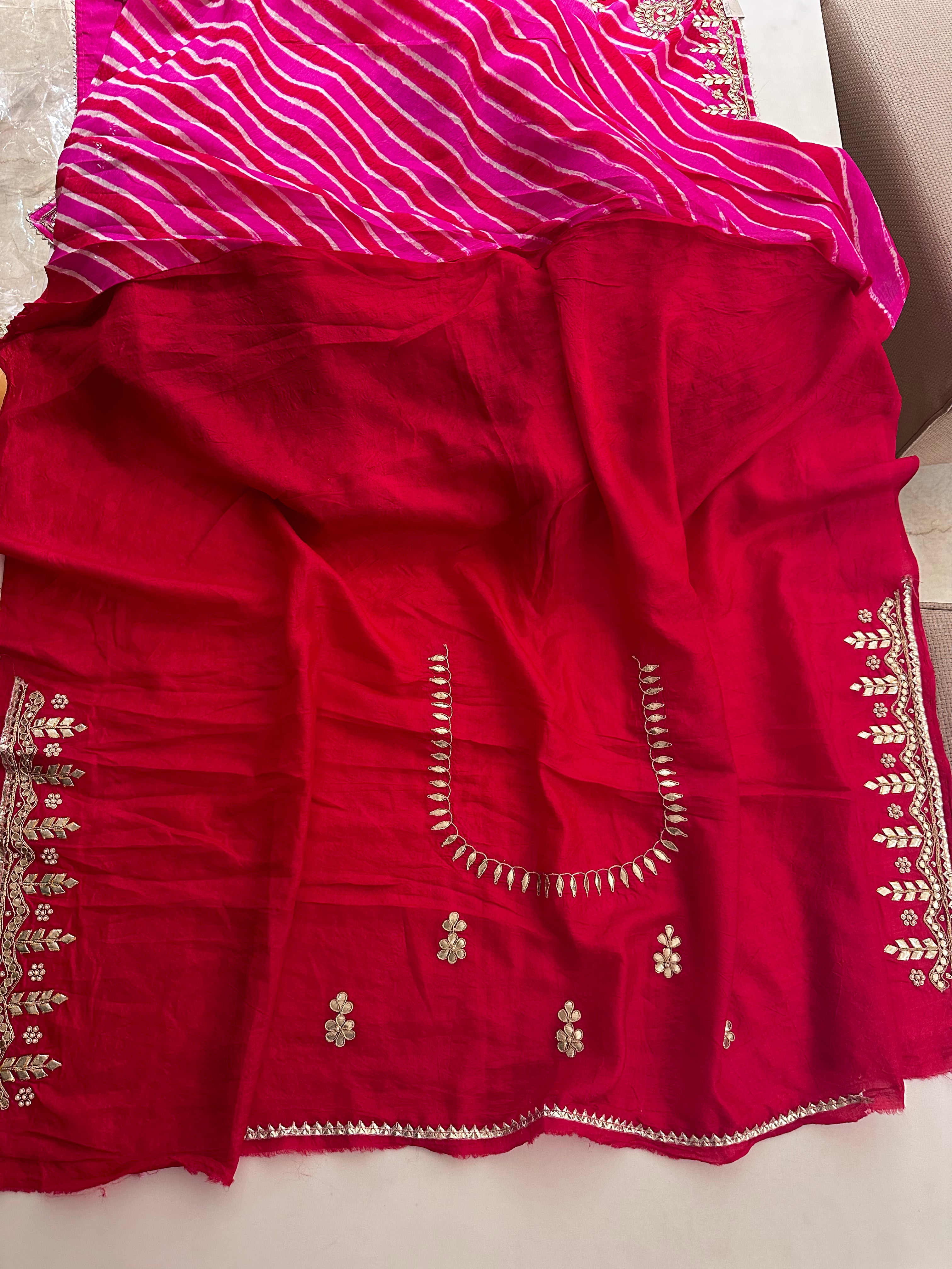 Pure Gajji Lehriya saree