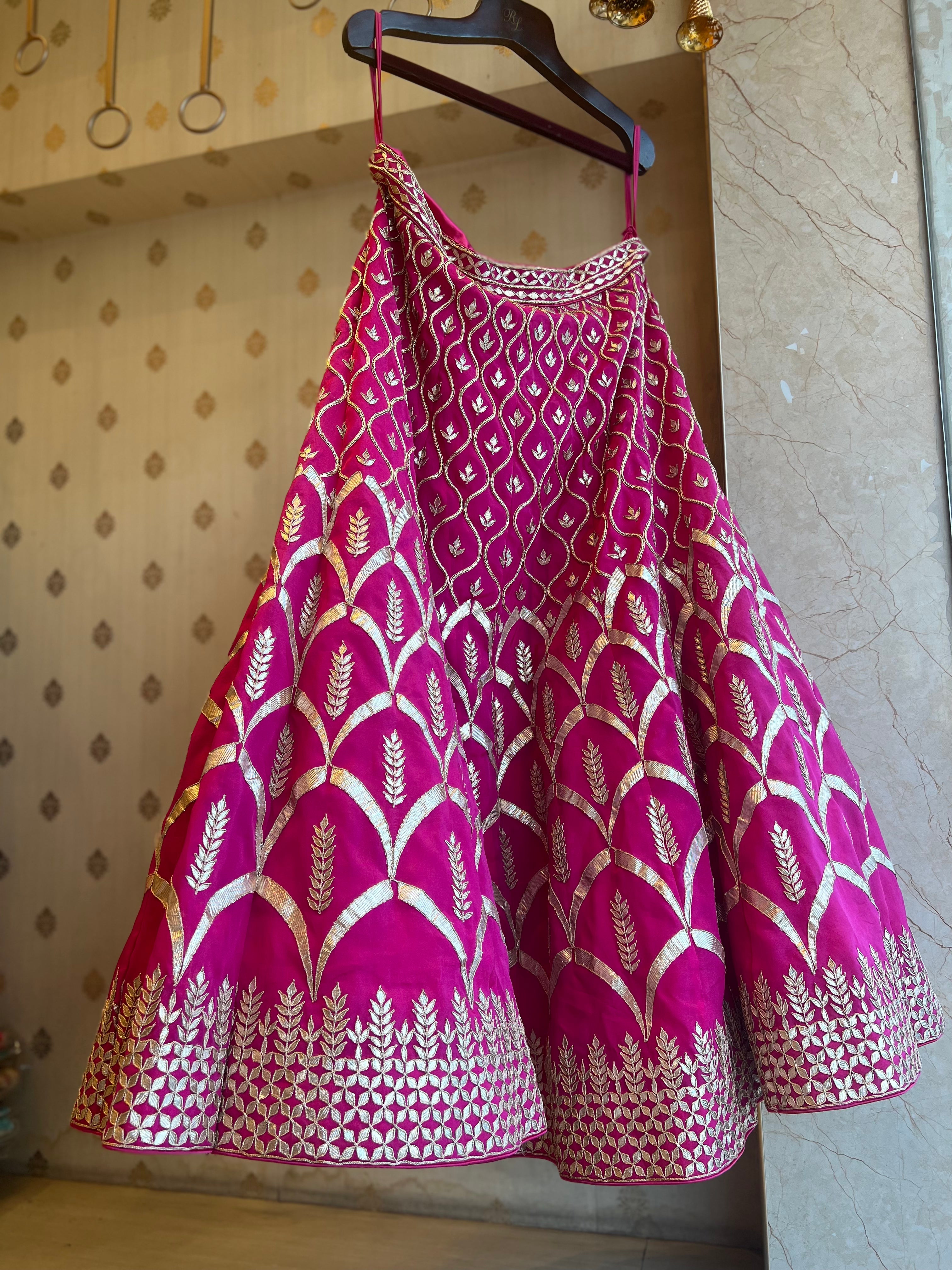 Lehenga Choli Sabyasachi Gota Patti Lehenga Hot Pink Organza