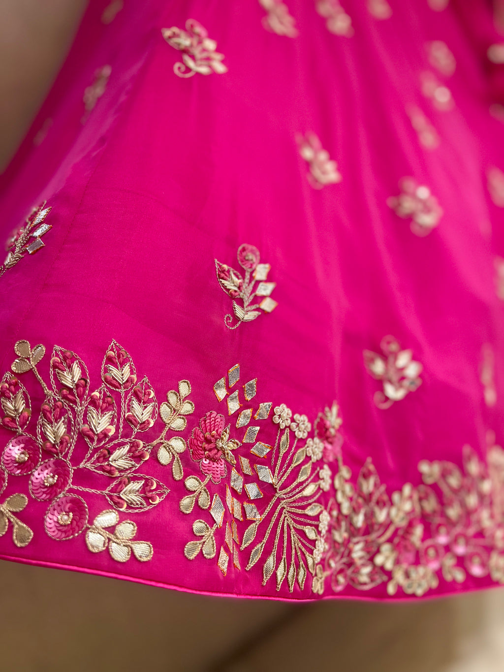 Hot Pink Katcha Gota Rani Sa Lehenga set