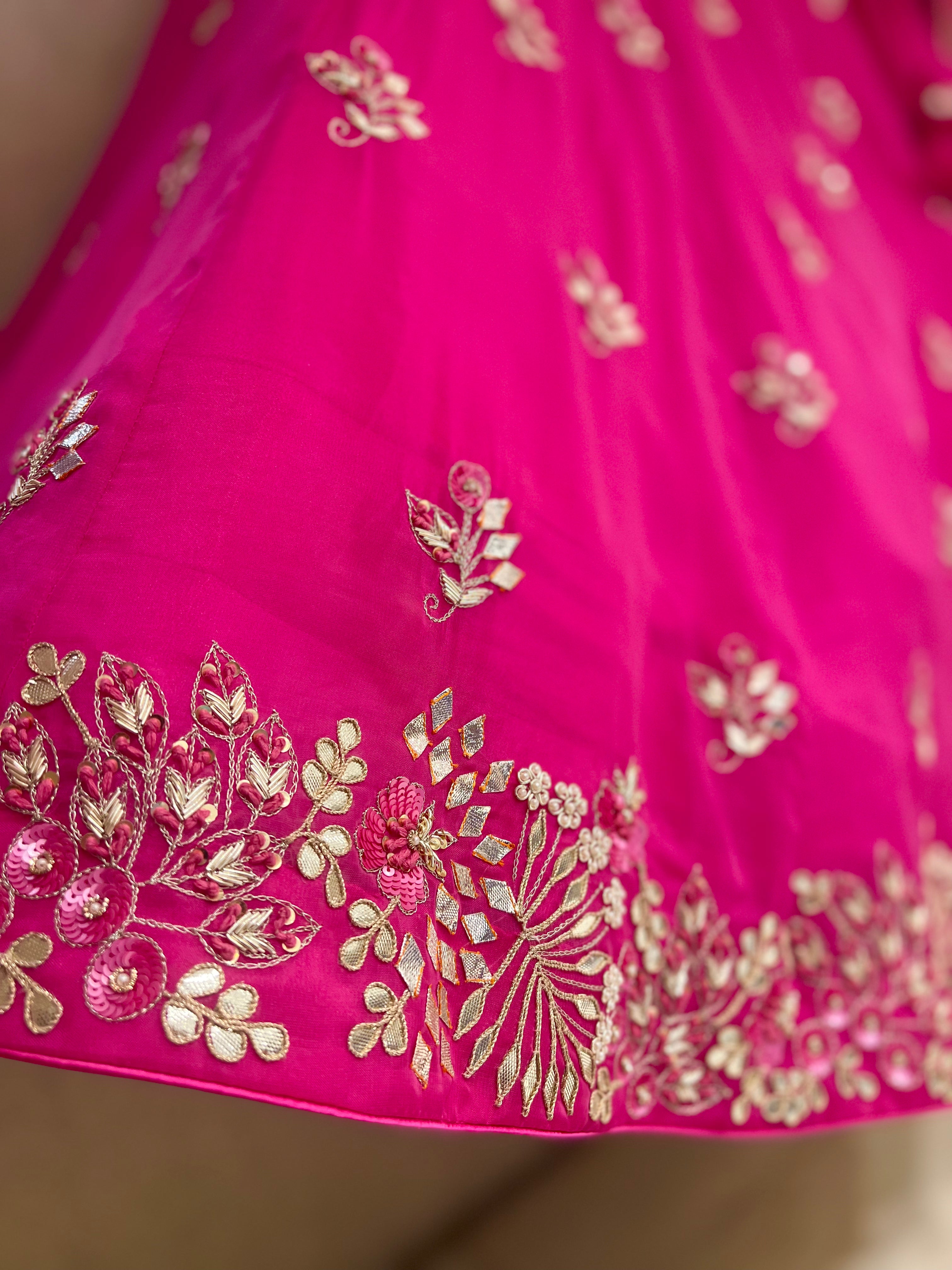 Hot Pink Katcha Gota Rani Sa Lehenga set
