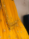 Haldi Yellow Katcha gota Rani Sa lehenga set