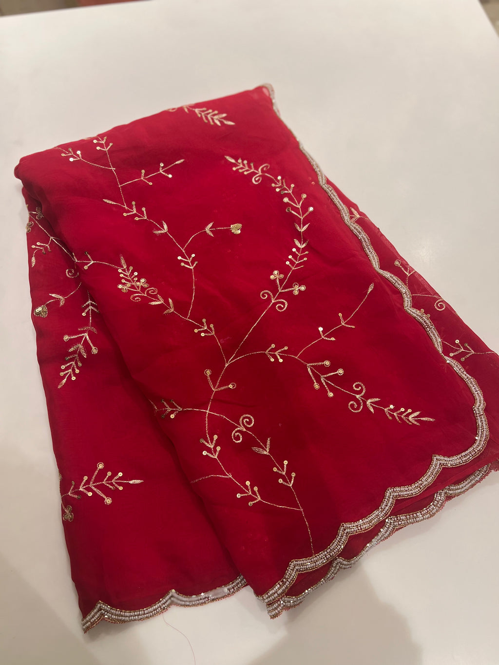 Pomegranate organza saree