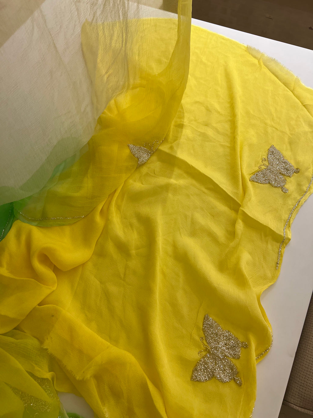 Fresh summer hue Chiffon saree