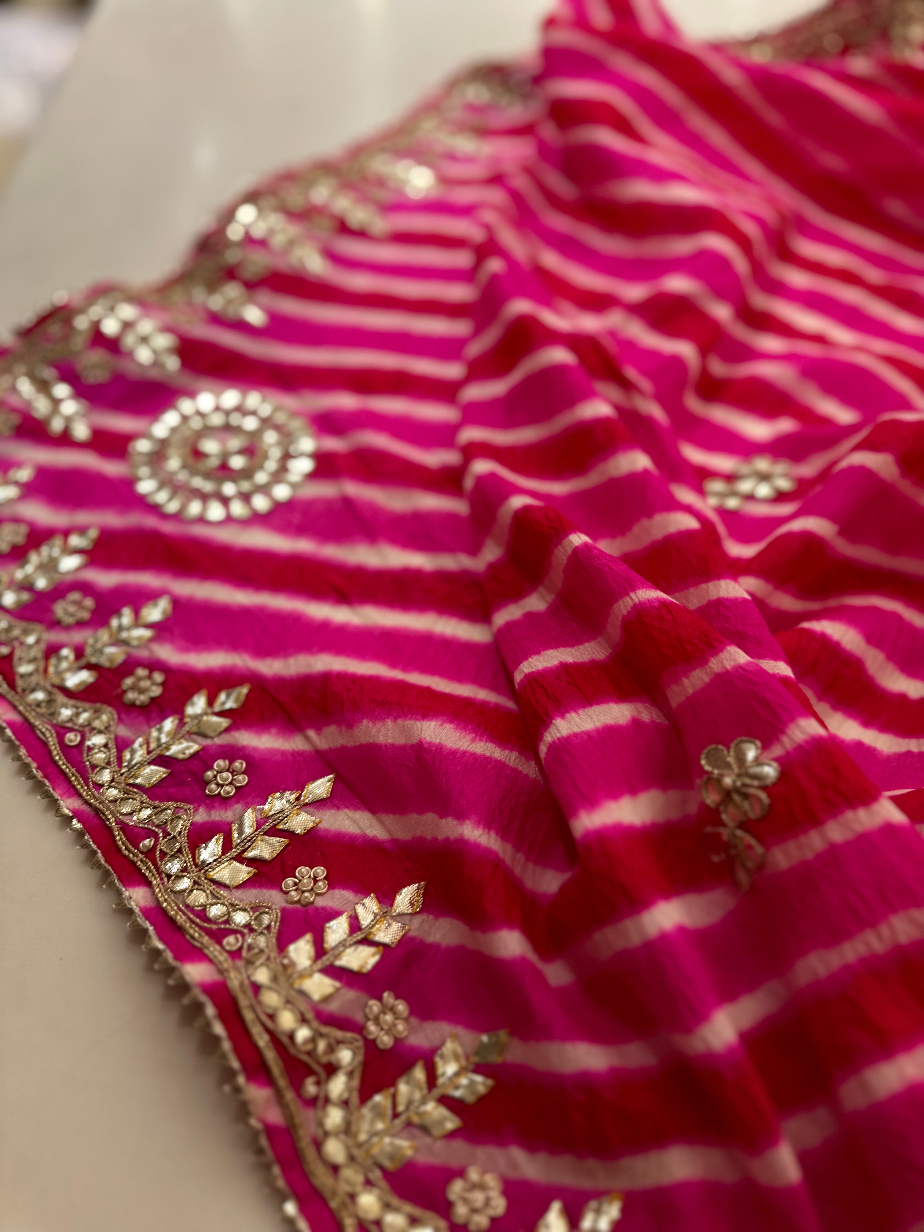 Pure Gajji Lehriya saree