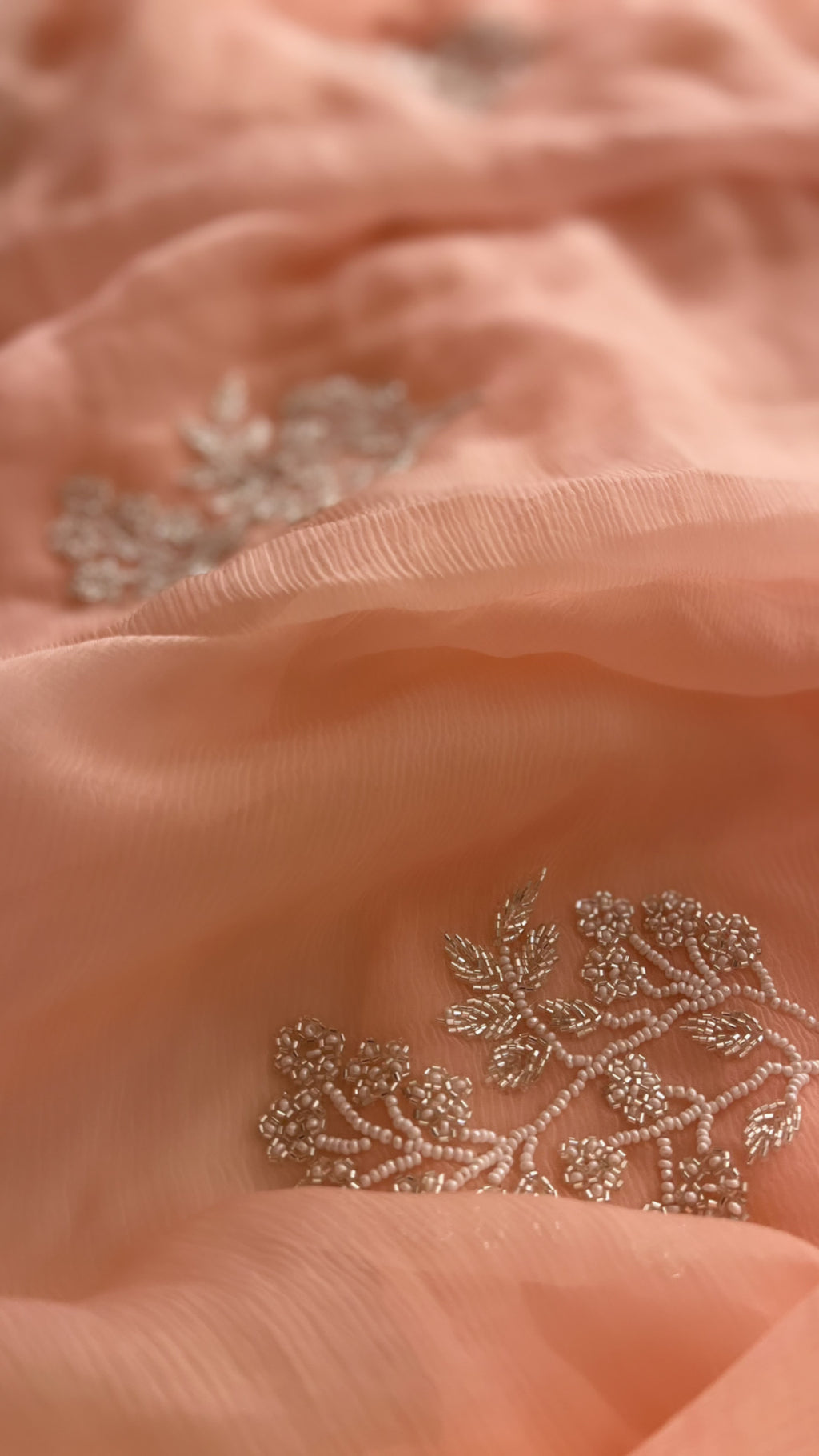 Peachy delicate darling chiffon saree