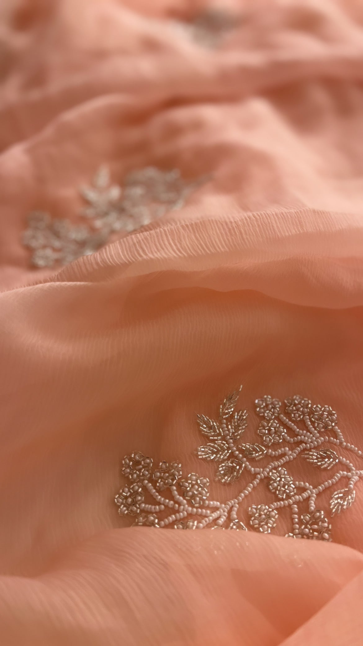 Peachy delicate darling chiffon saree