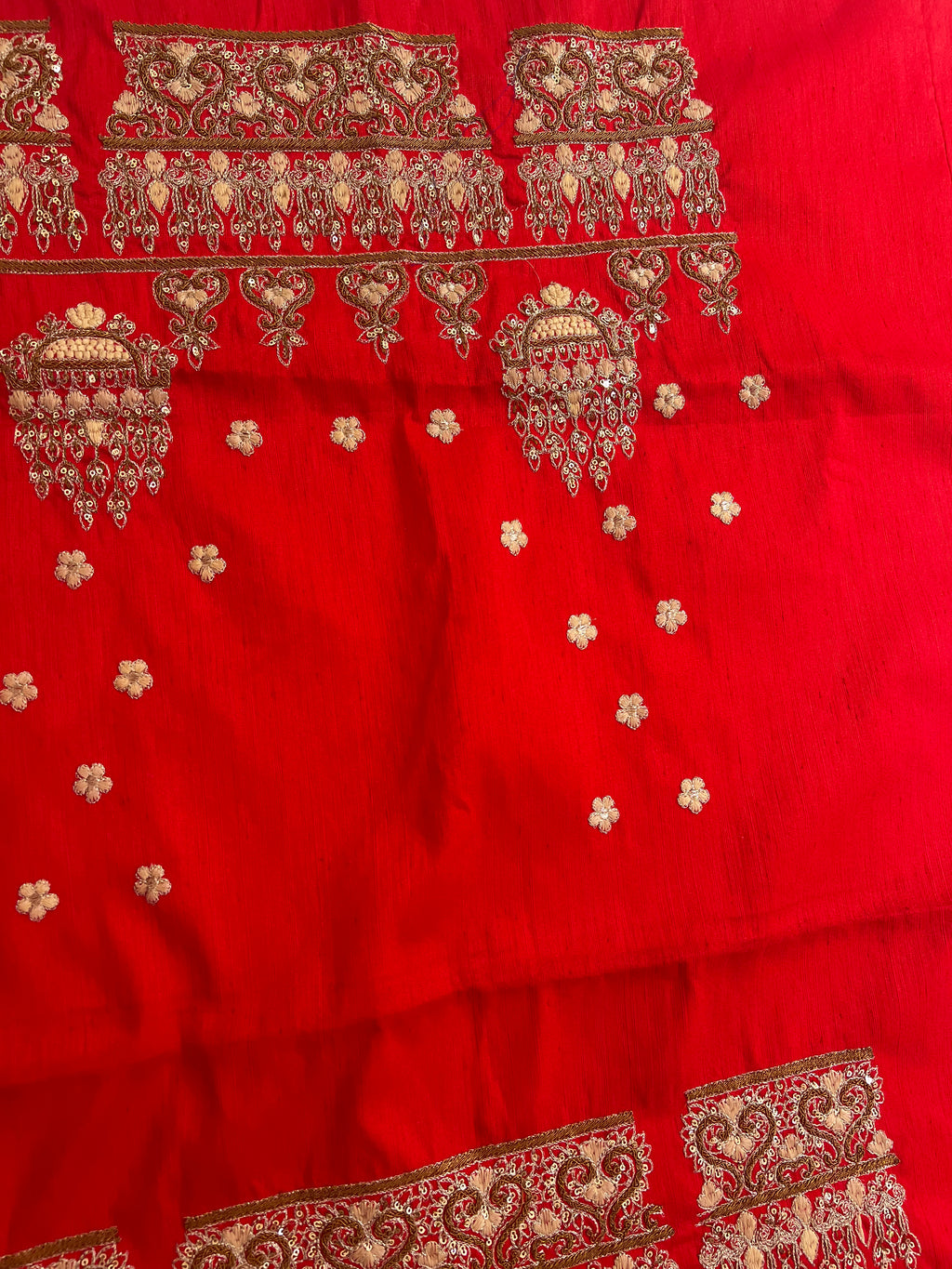 Dola silk Tomato Red Lehenga