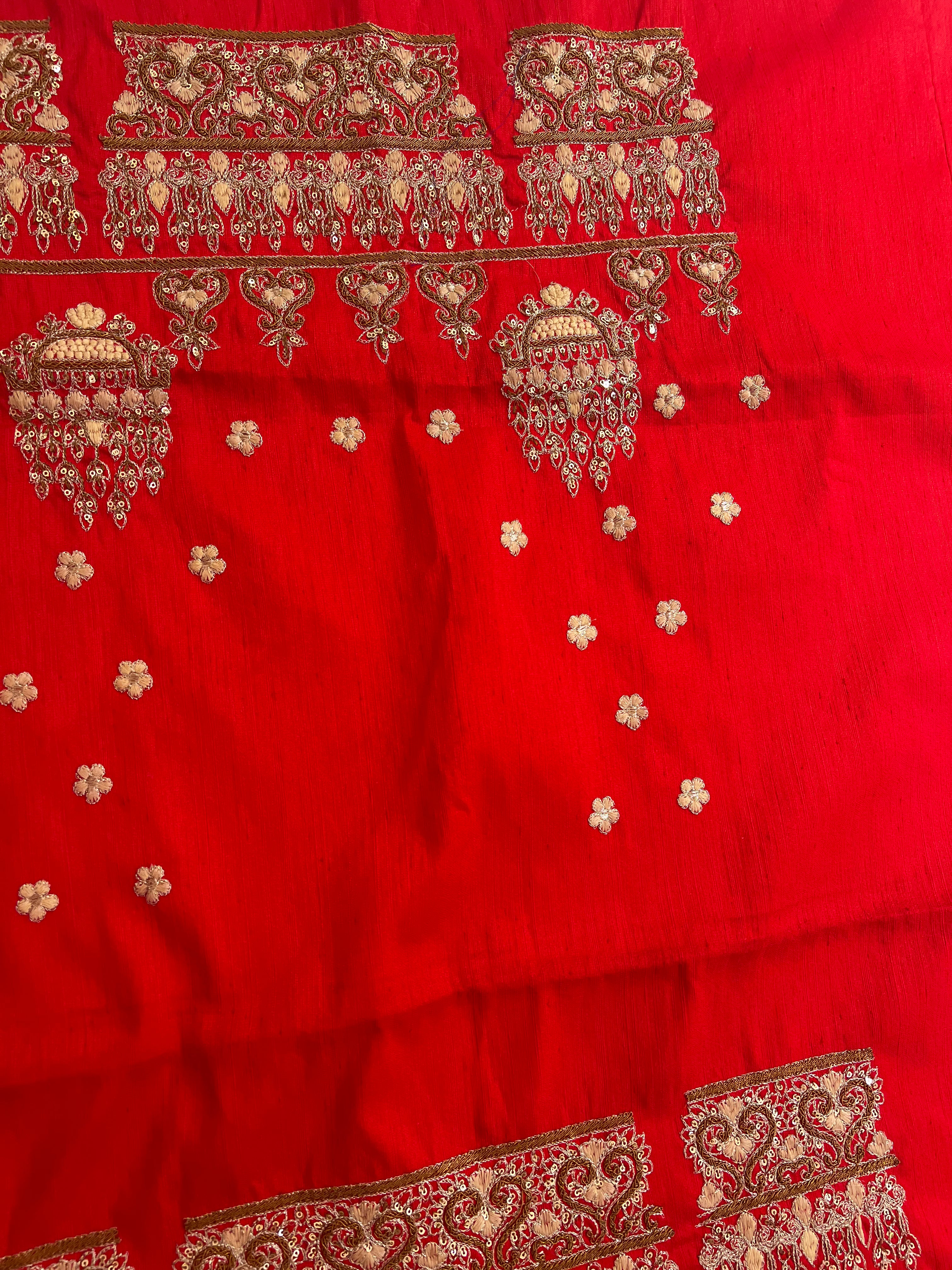 Dola silk Tomato Red Lehenga