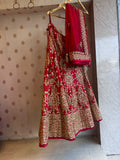 Red handwork gotapatti lehenga