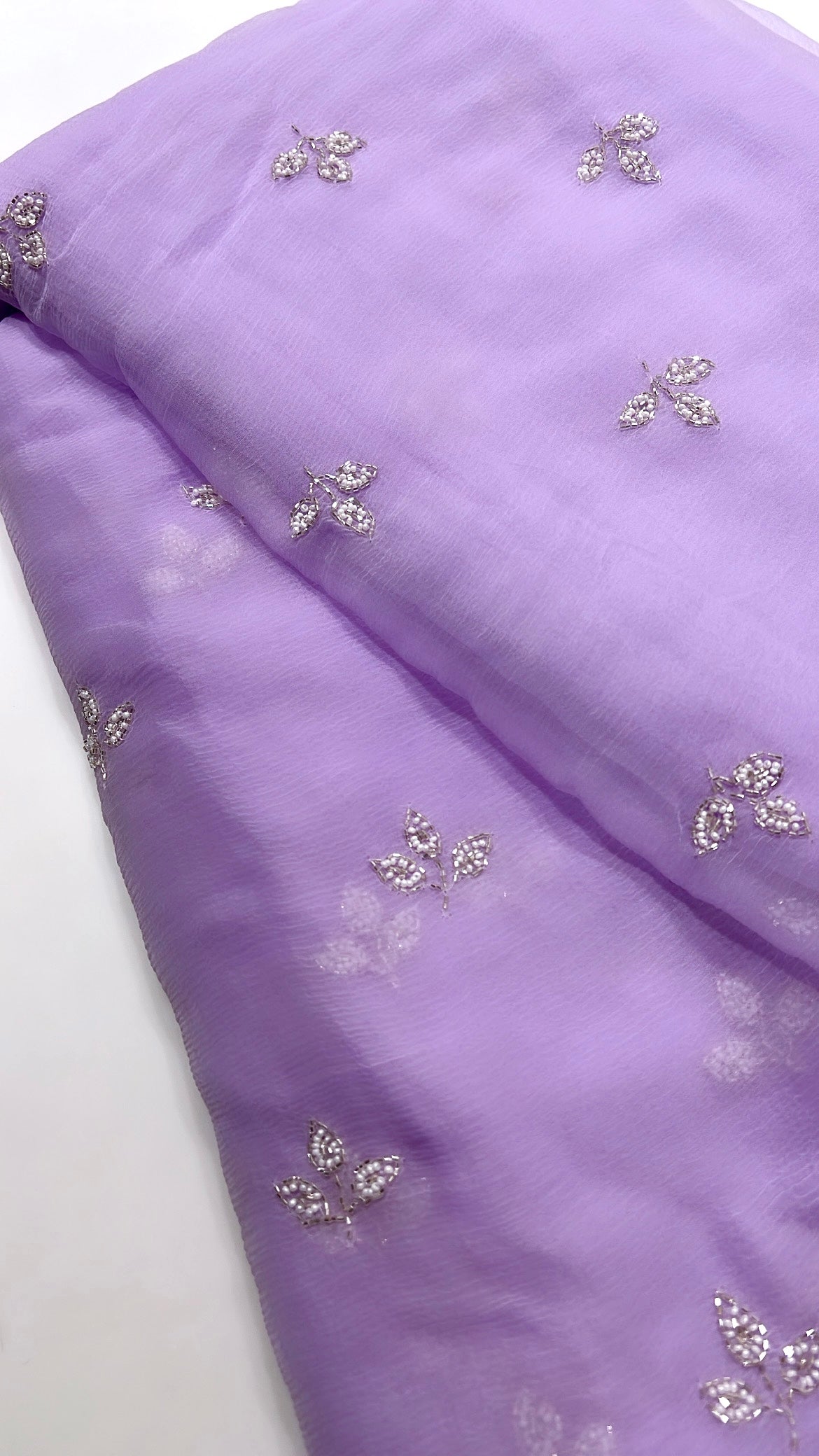 Lavender chiffon saree