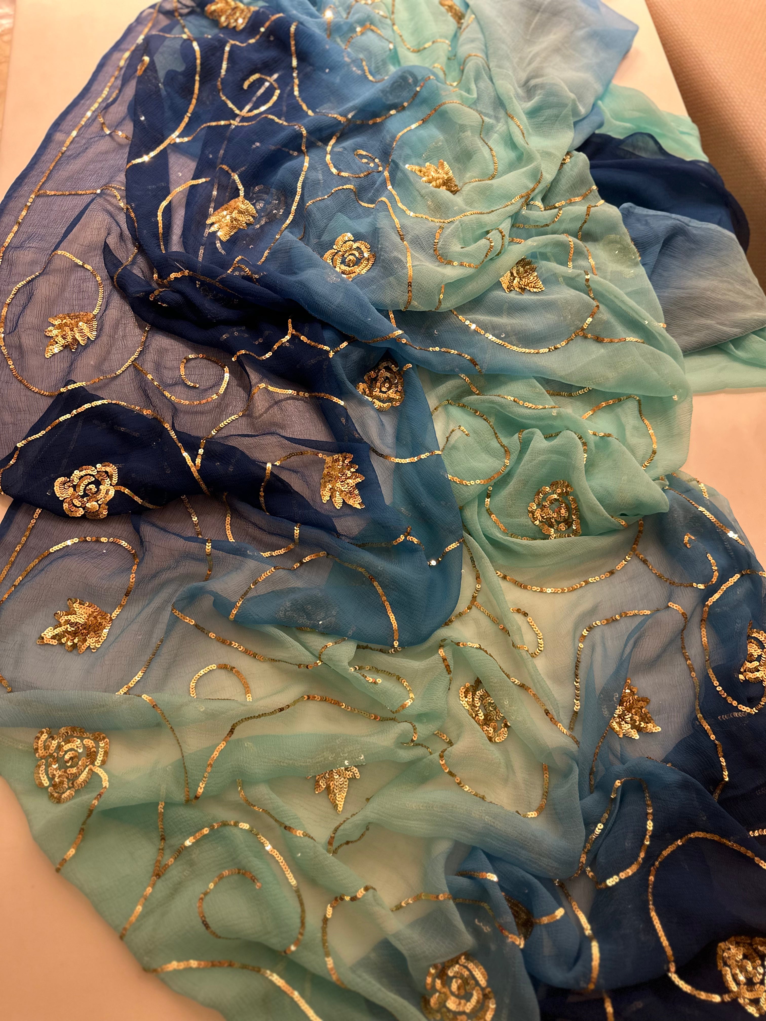 Morni Gold All over sequins Jal saree
