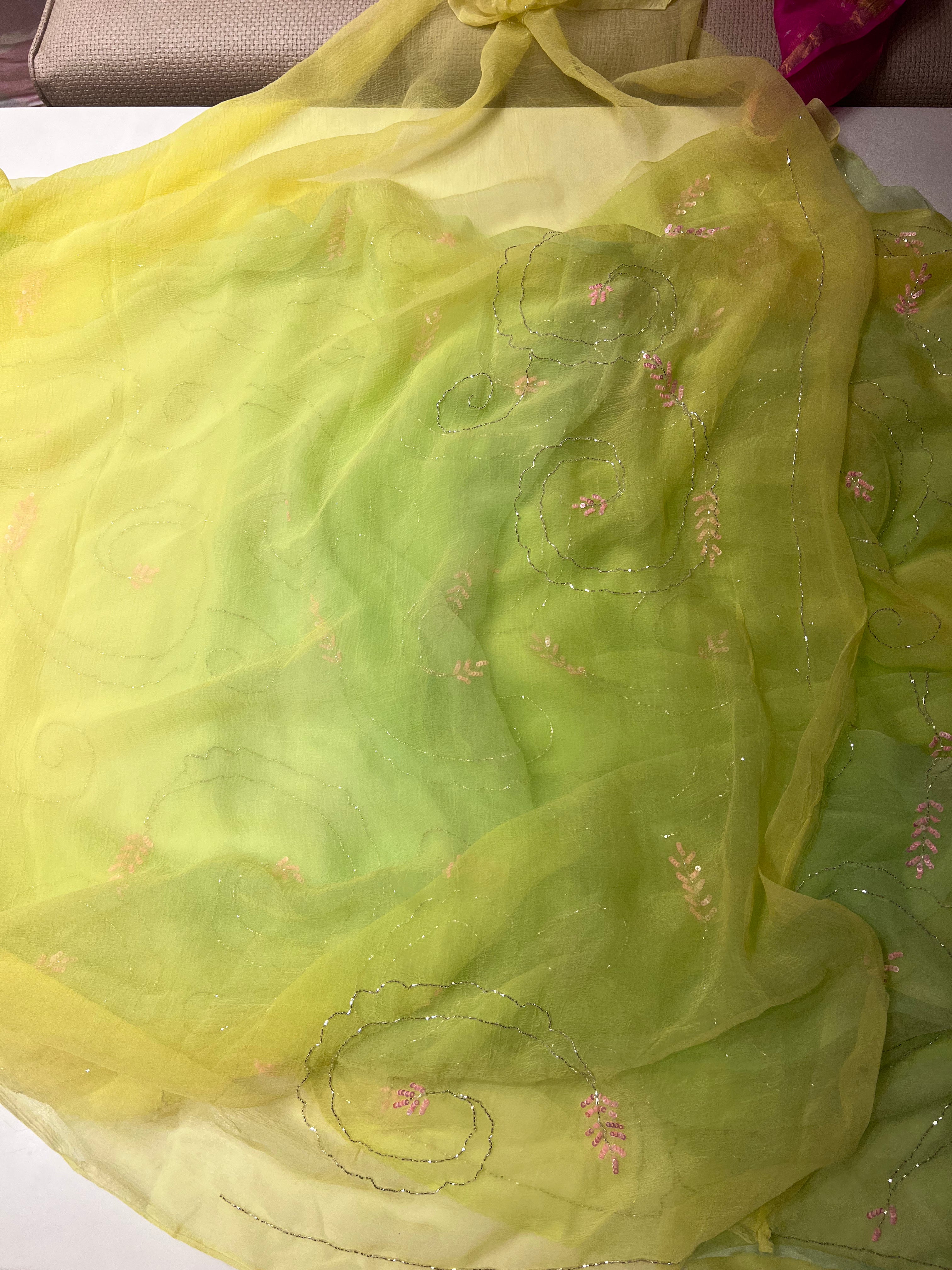 Heavy handwork Chiffon saree