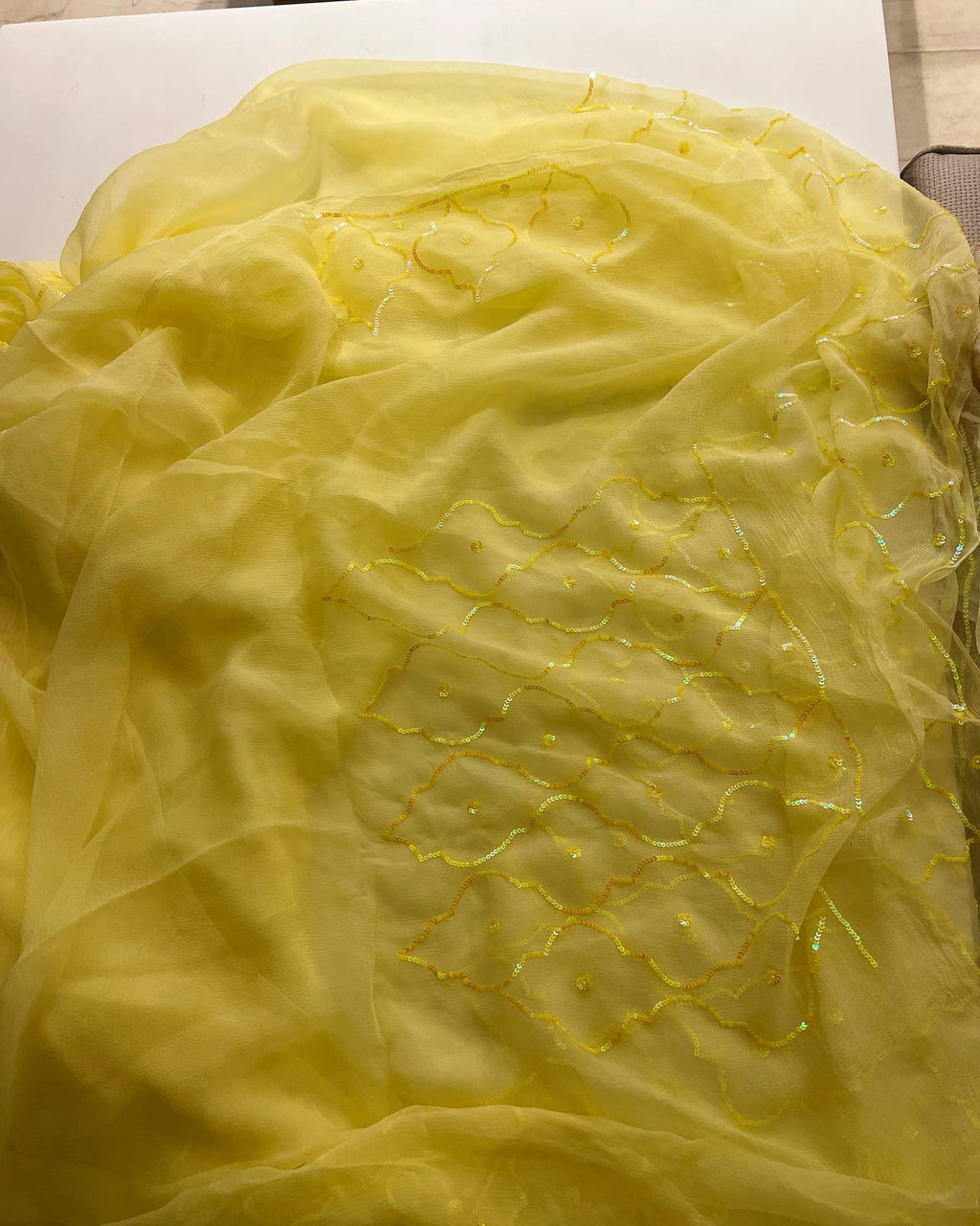 Sunshine yellow chiffon saree