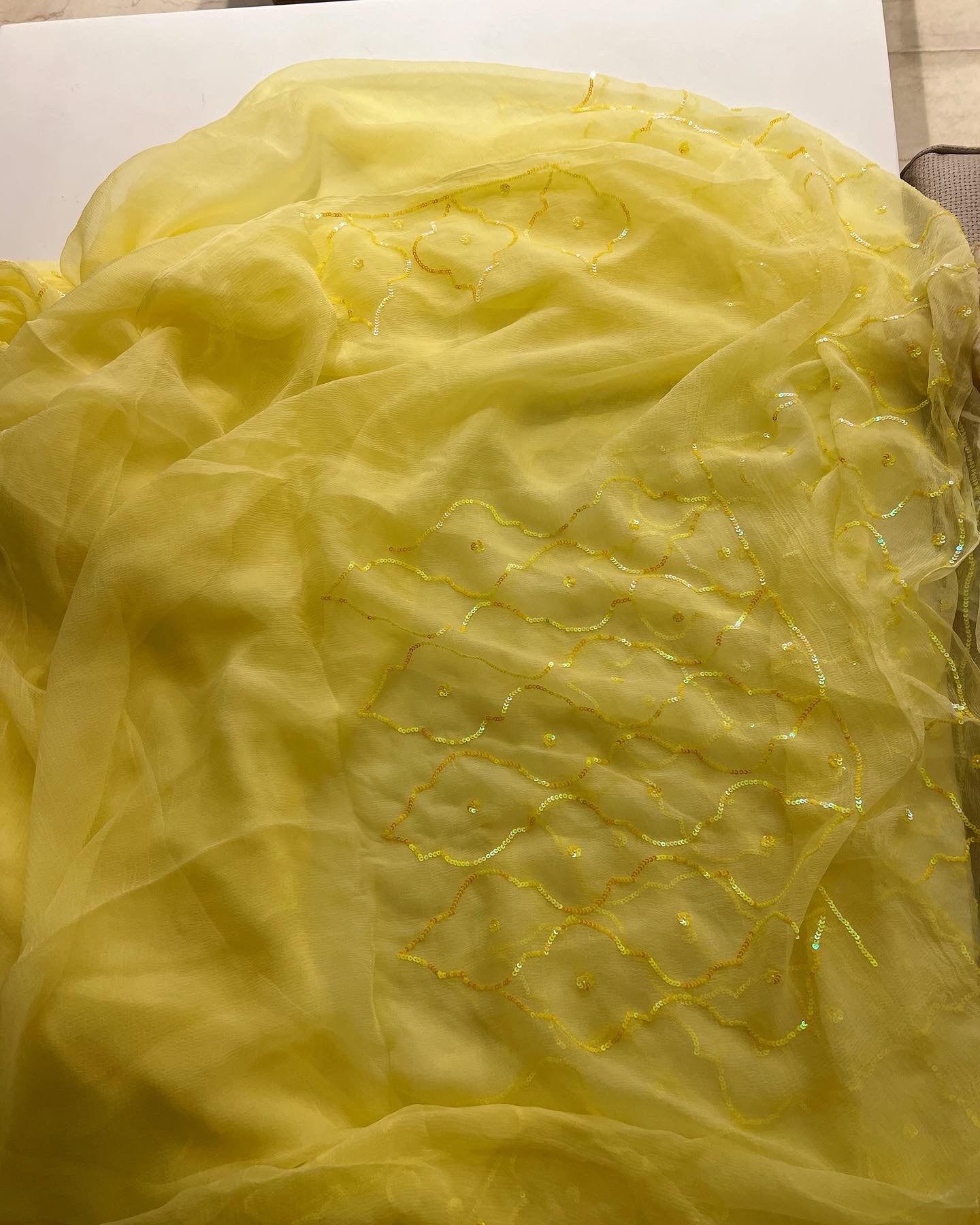 Sunshine yellow chiffon saree