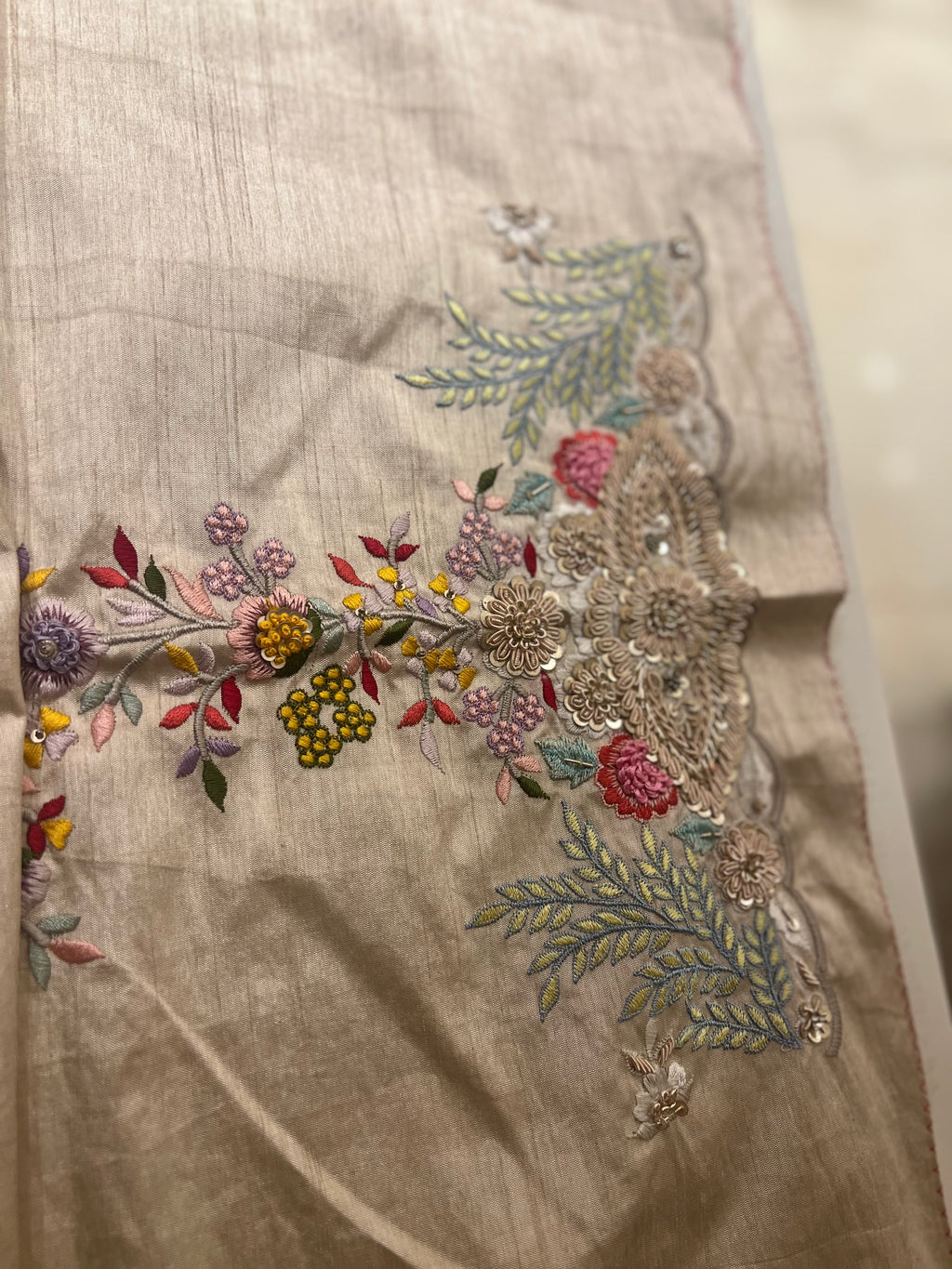 Exclusive Resham zardozi handwork organza saree