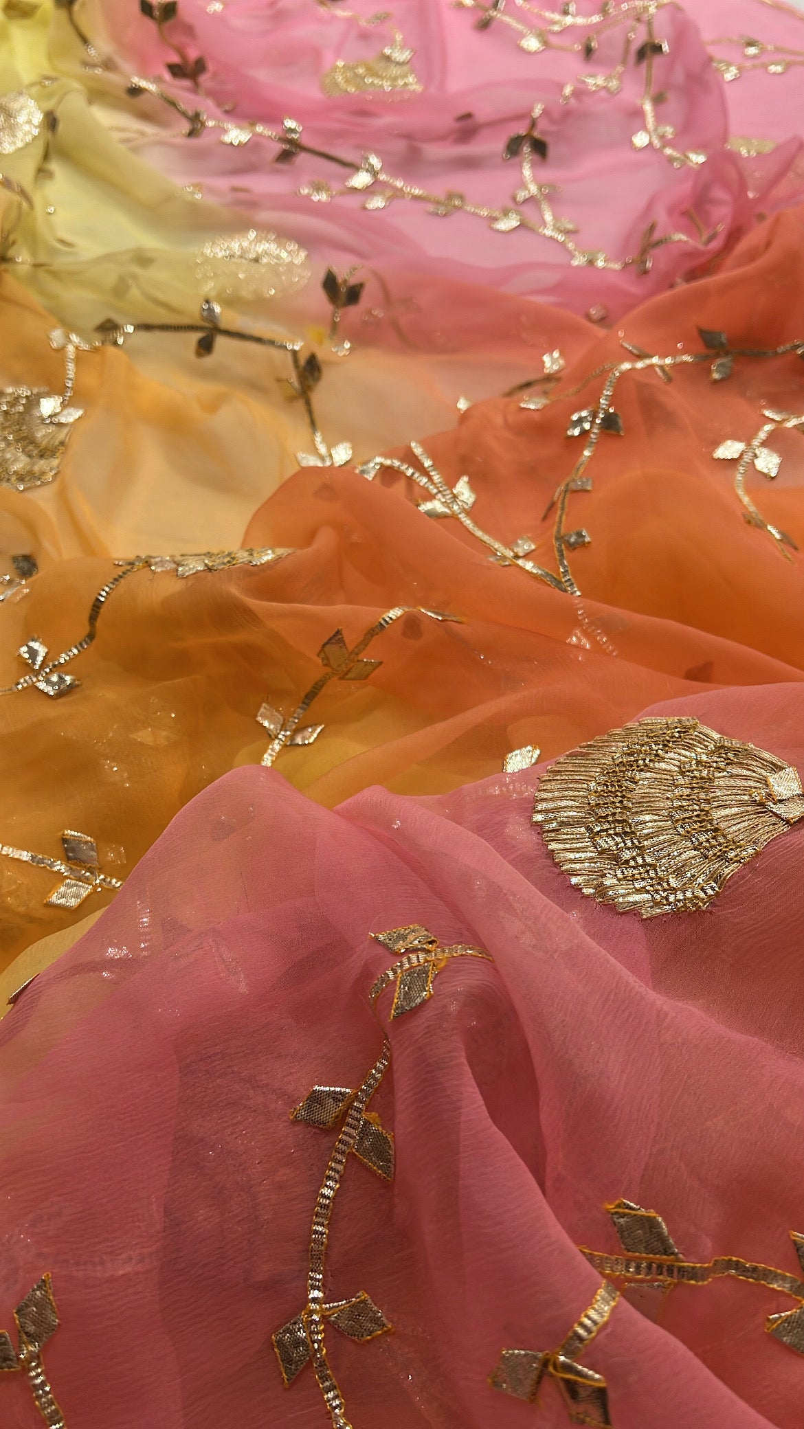 Samundari shades of sunset chiffon saree