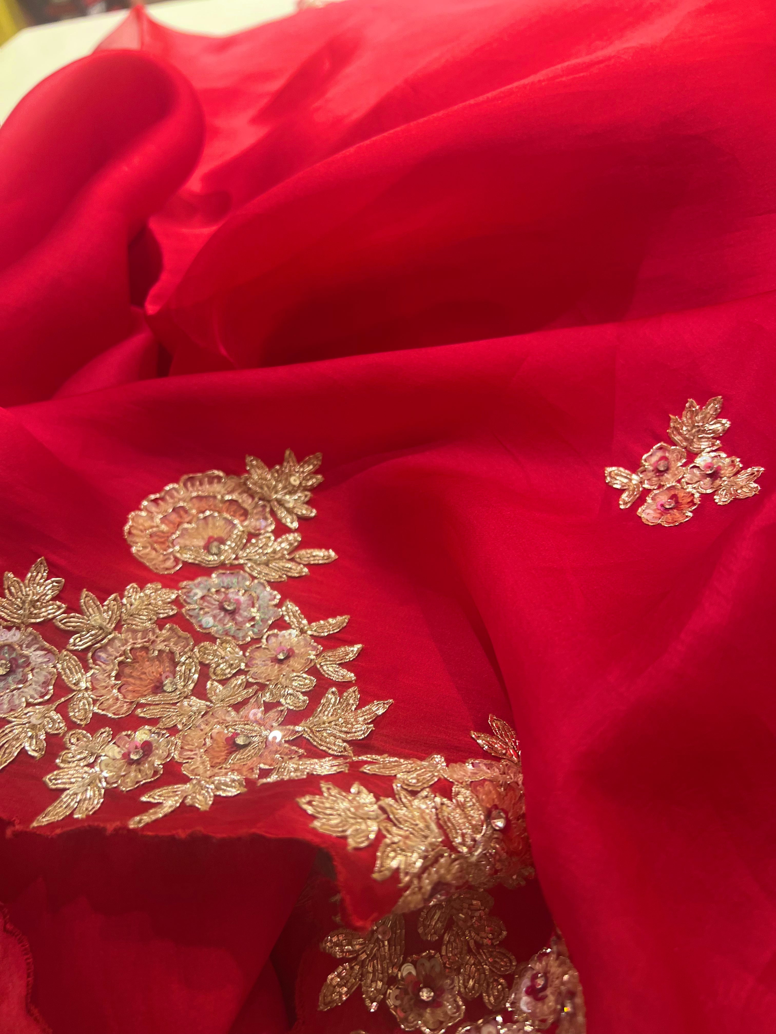 Multicolour Sequins and gold Zari