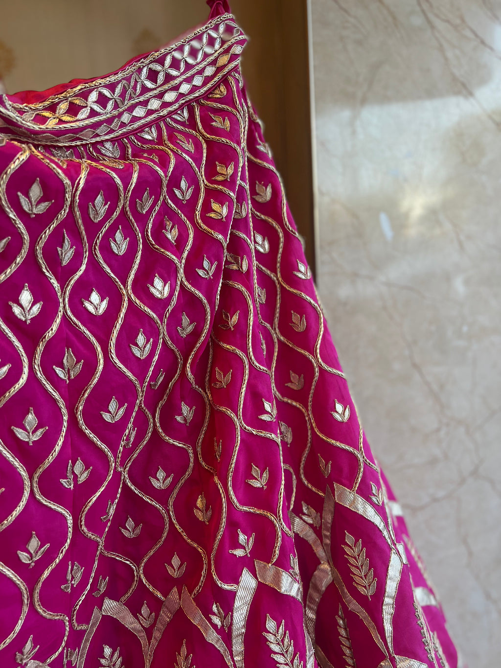 Hot Pink organza gotapatti lehenga set