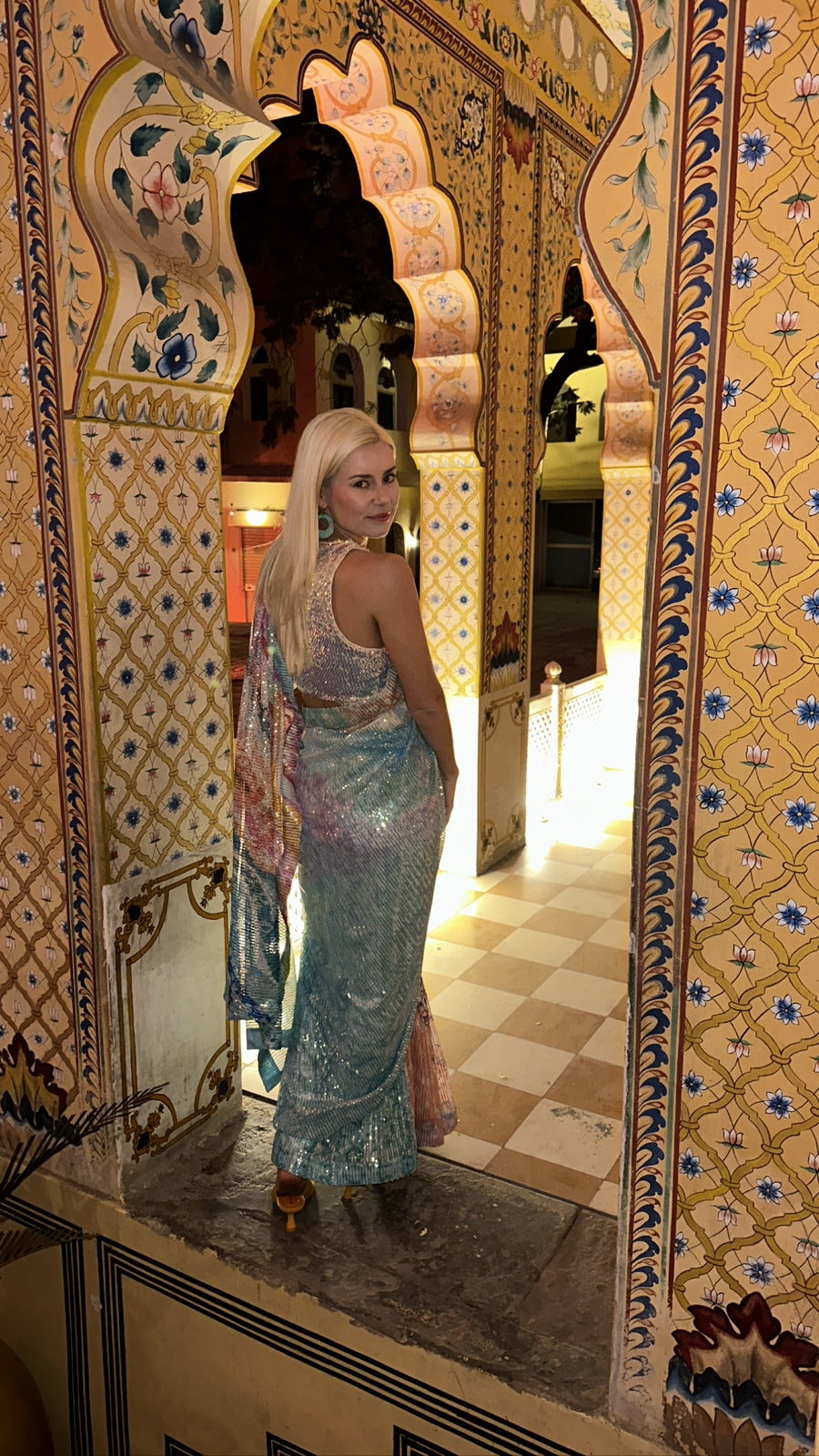 Cocktail Look ocean saree