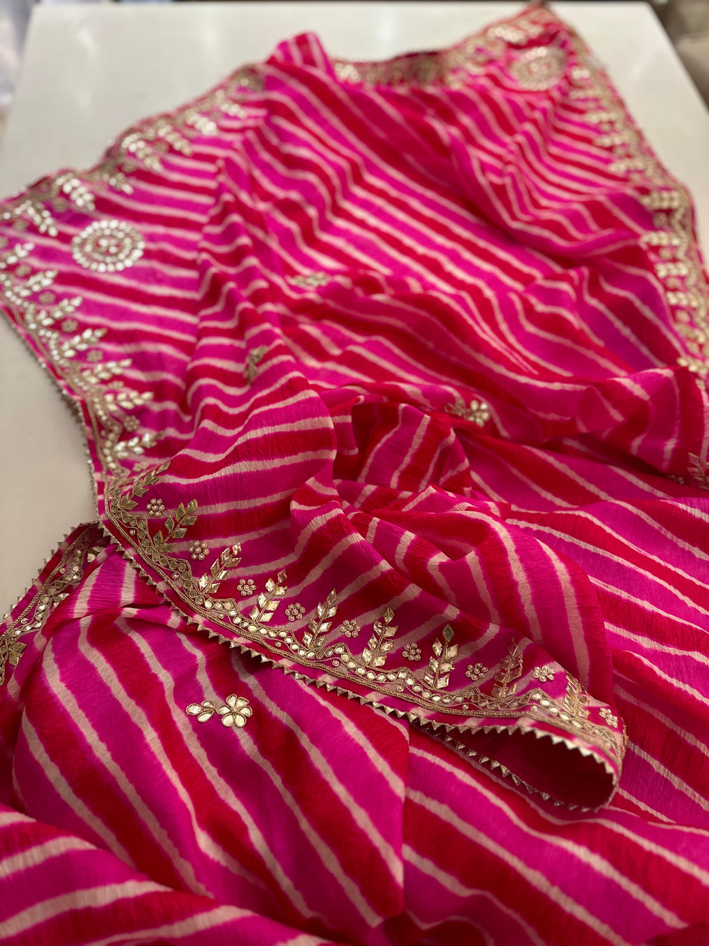 Pure Gajji Lehriya saree
