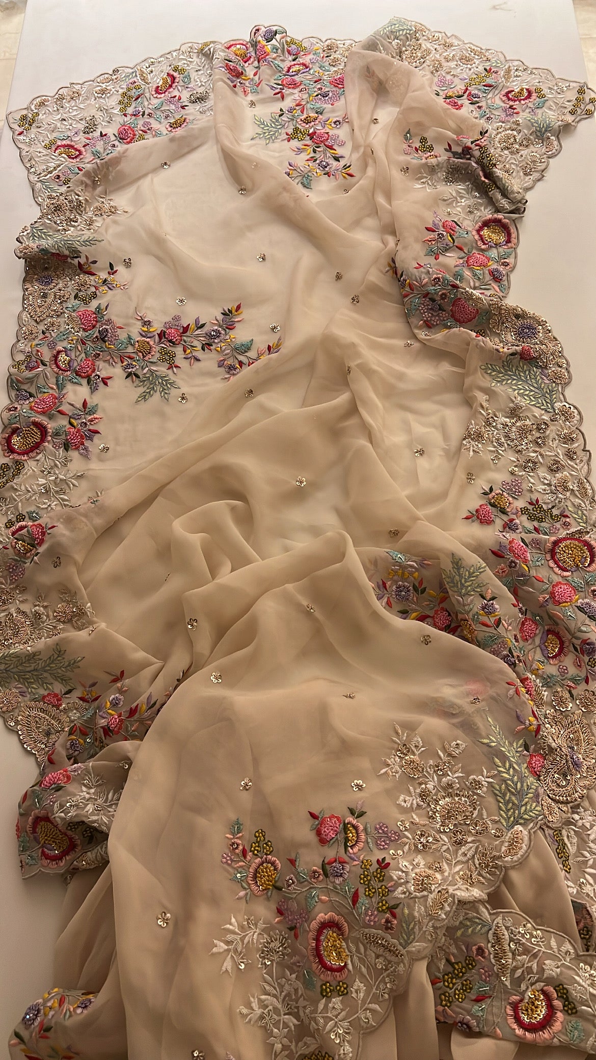 Exclusive Resham zardozi handwork organza saree