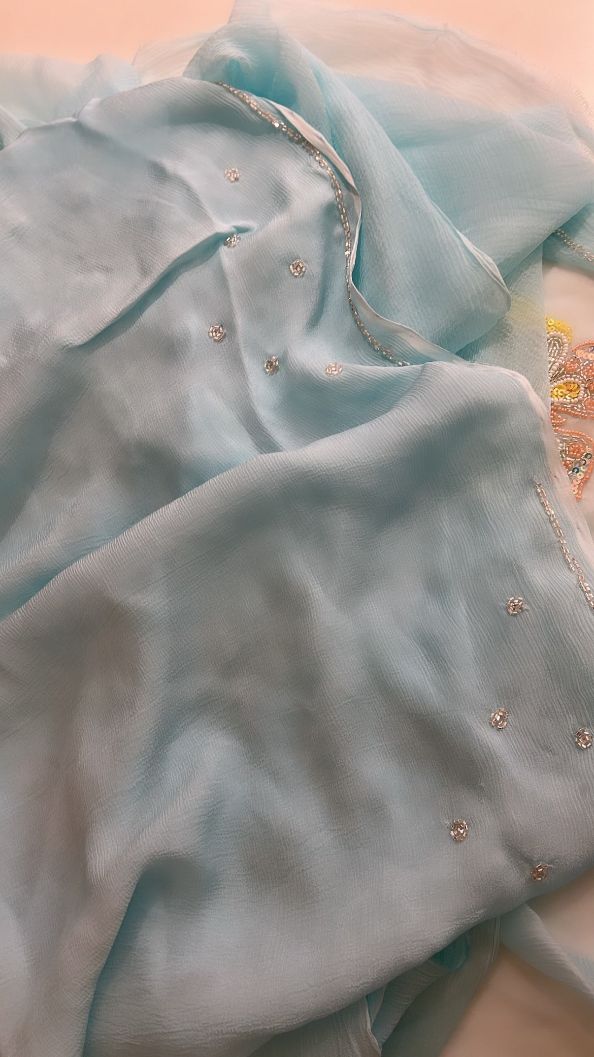 Multicolour butterfly Aqua saree