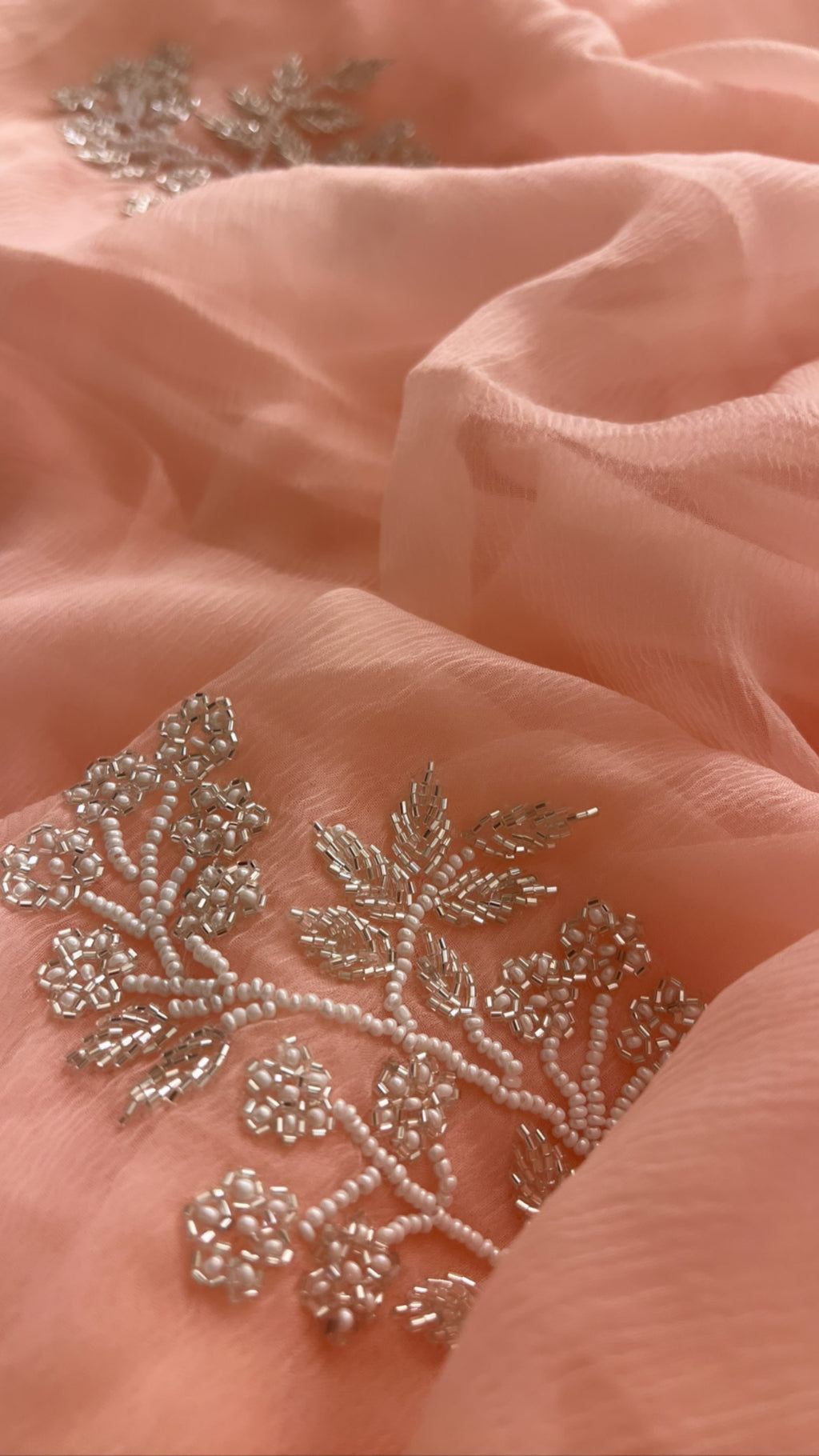 Peachy delicate darling chiffon saree