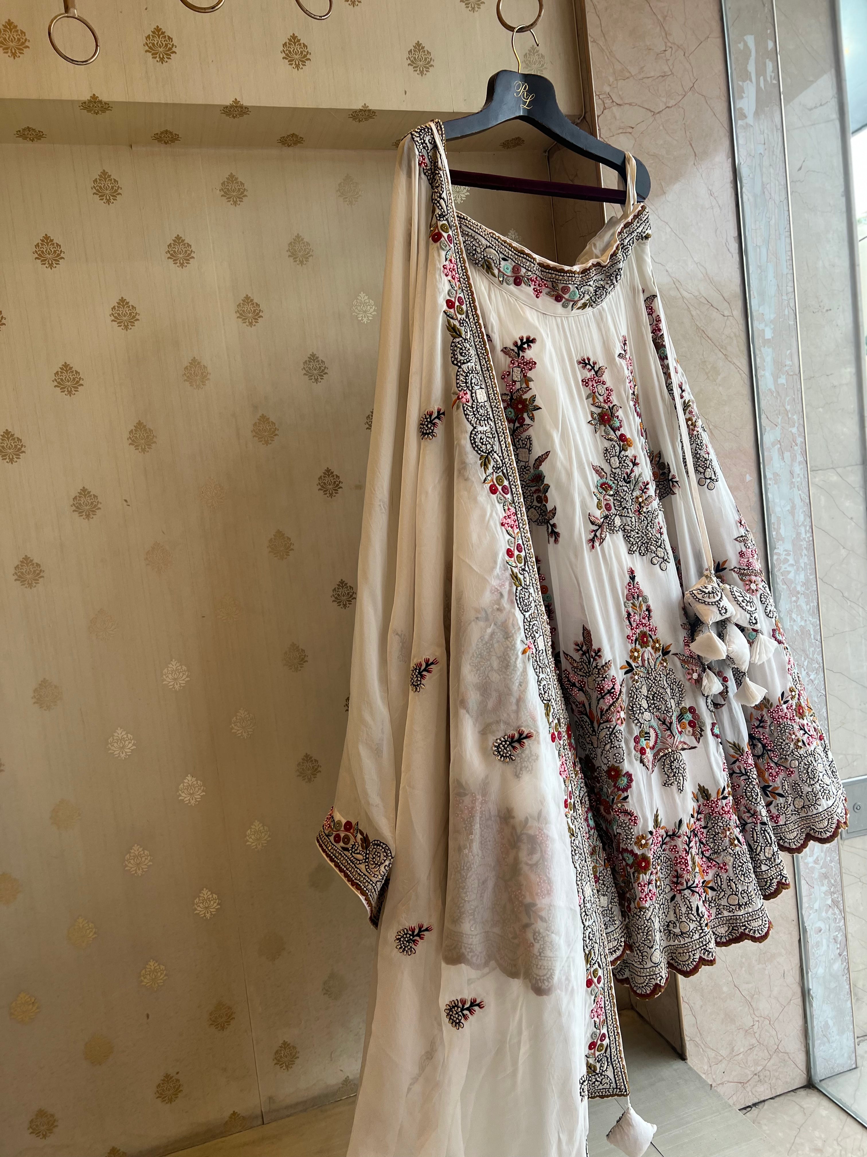 Ivory organza lehenga set