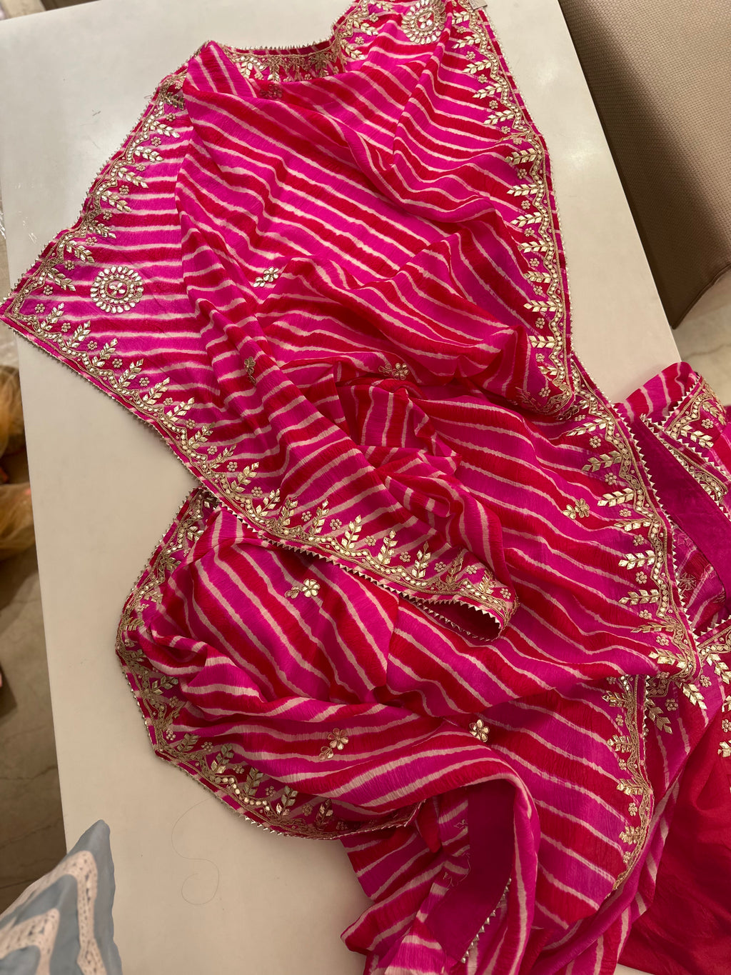 Pure Gajji Lehriya saree
